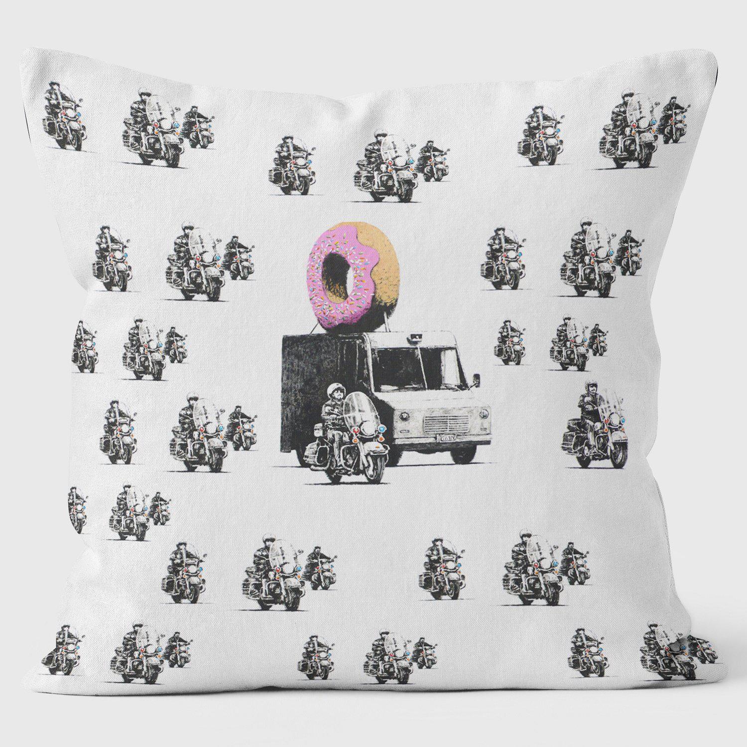 Donut Patrol - Banksy Inspired - Graffiti Art Cushion - Handmade Cushions UK - WeLoveCushions