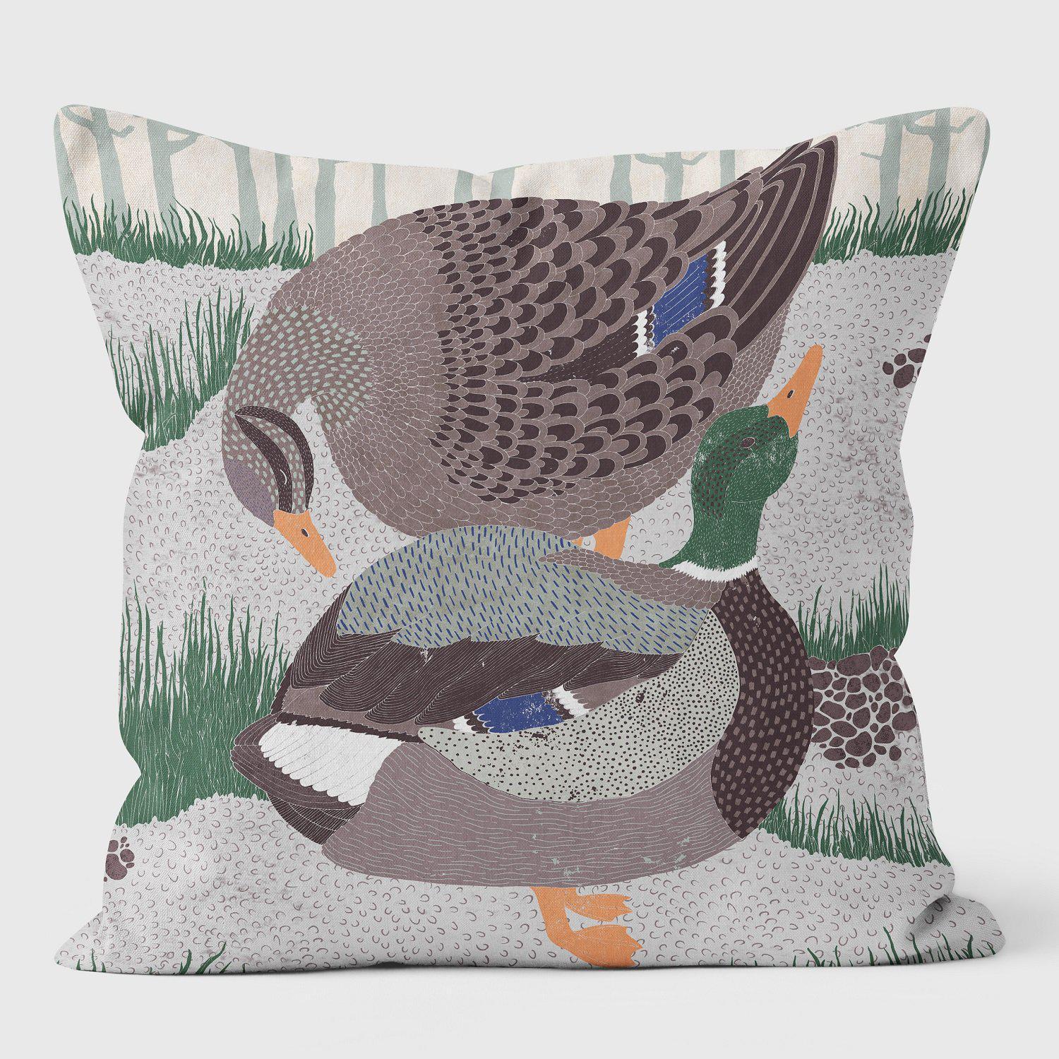 Ducks Grey Cushion - Christmas Seasonal Cushion - Handmade Cushions UK - WeLoveCushions