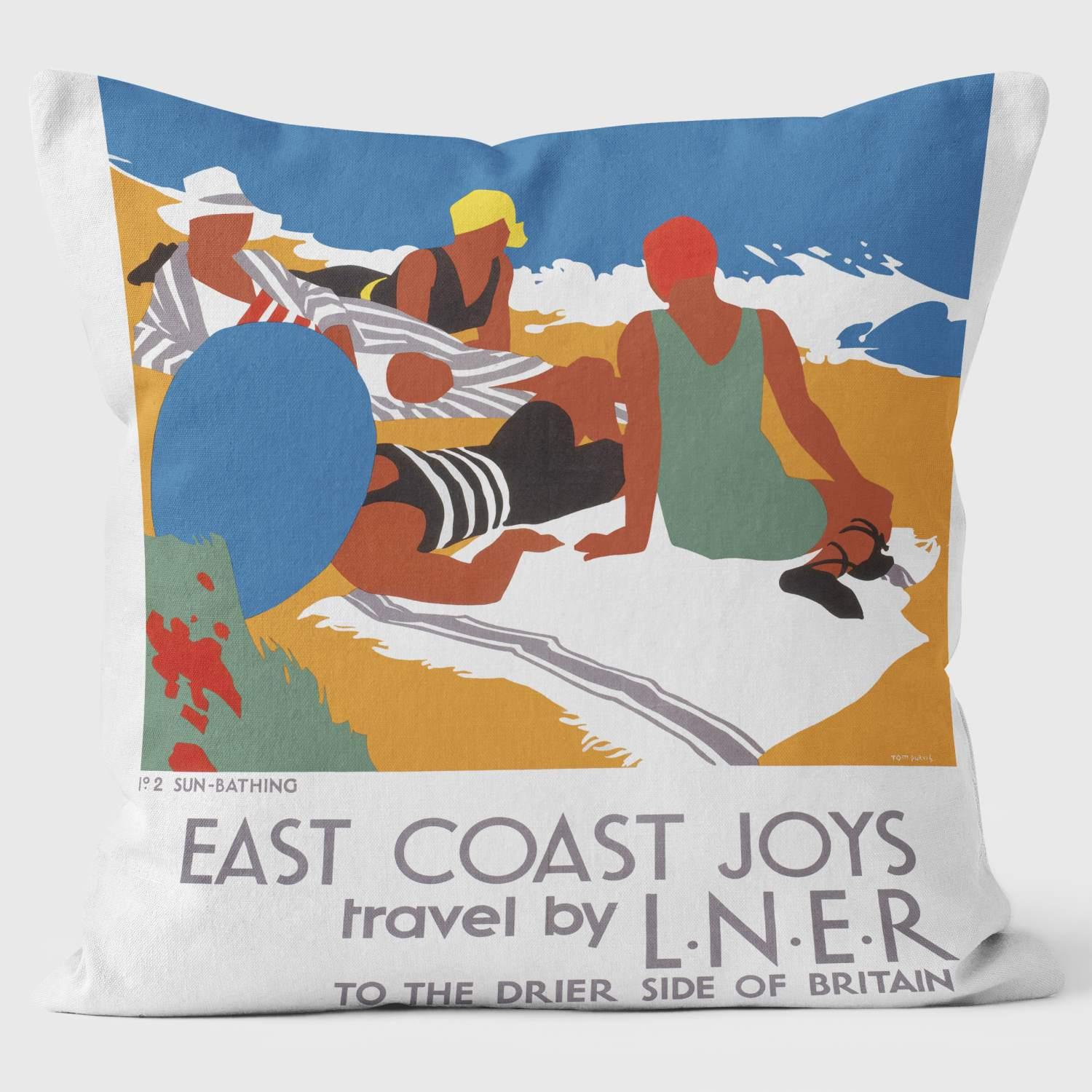 East Coast Joys No 2 - Sun-Bathing’ LNER 1931 - National Railway Museum Cushion - Handmade Cushions UK - WeLoveCushions