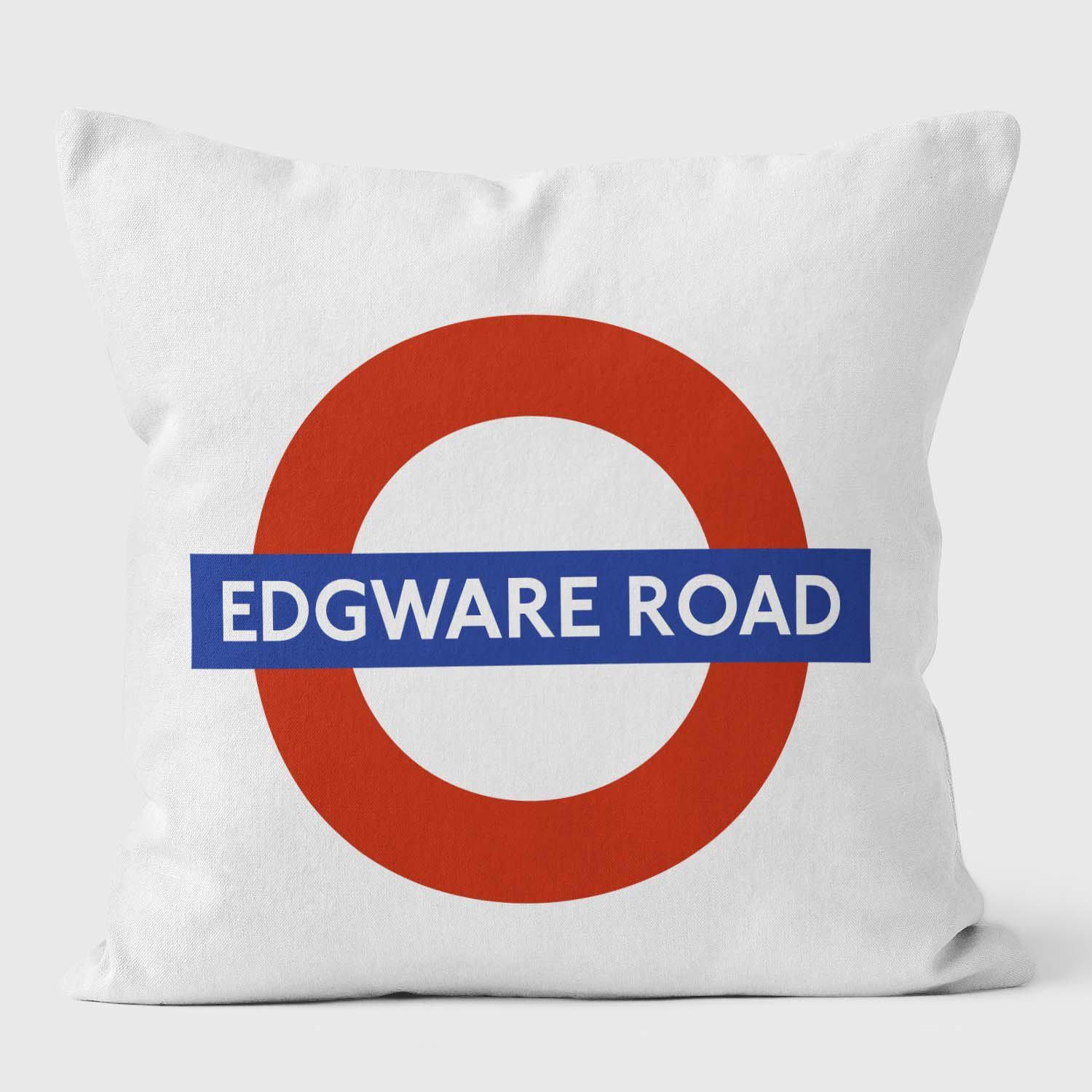 Edgware Road London Underground Tube Station Roundel Cushion - Handmade Cushions UK - WeLoveCushions