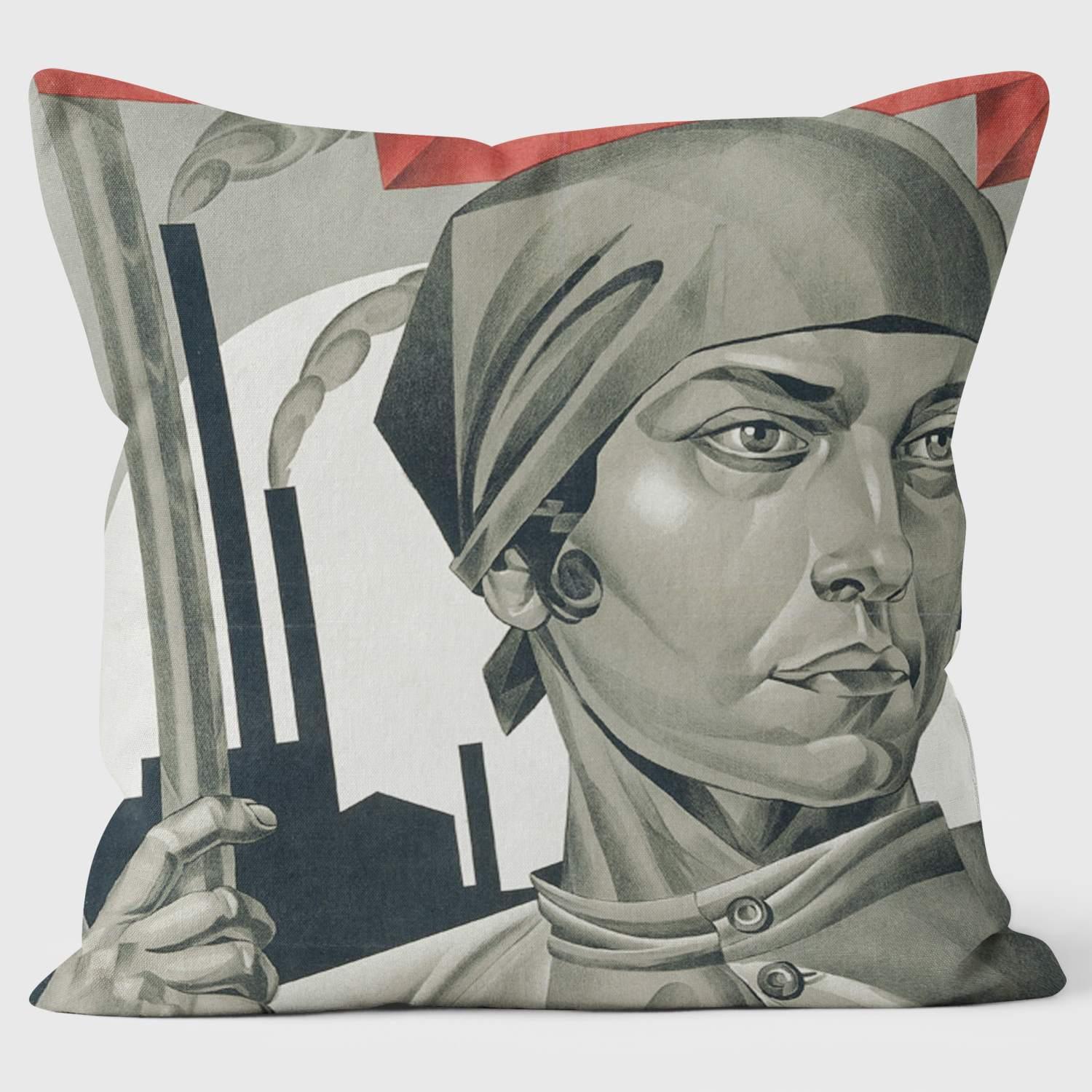 The Emancipated Woman is Building Socialism - Tate - The Russian Revolution Cushion - Handmade Cushions UK - WeLoveCushions