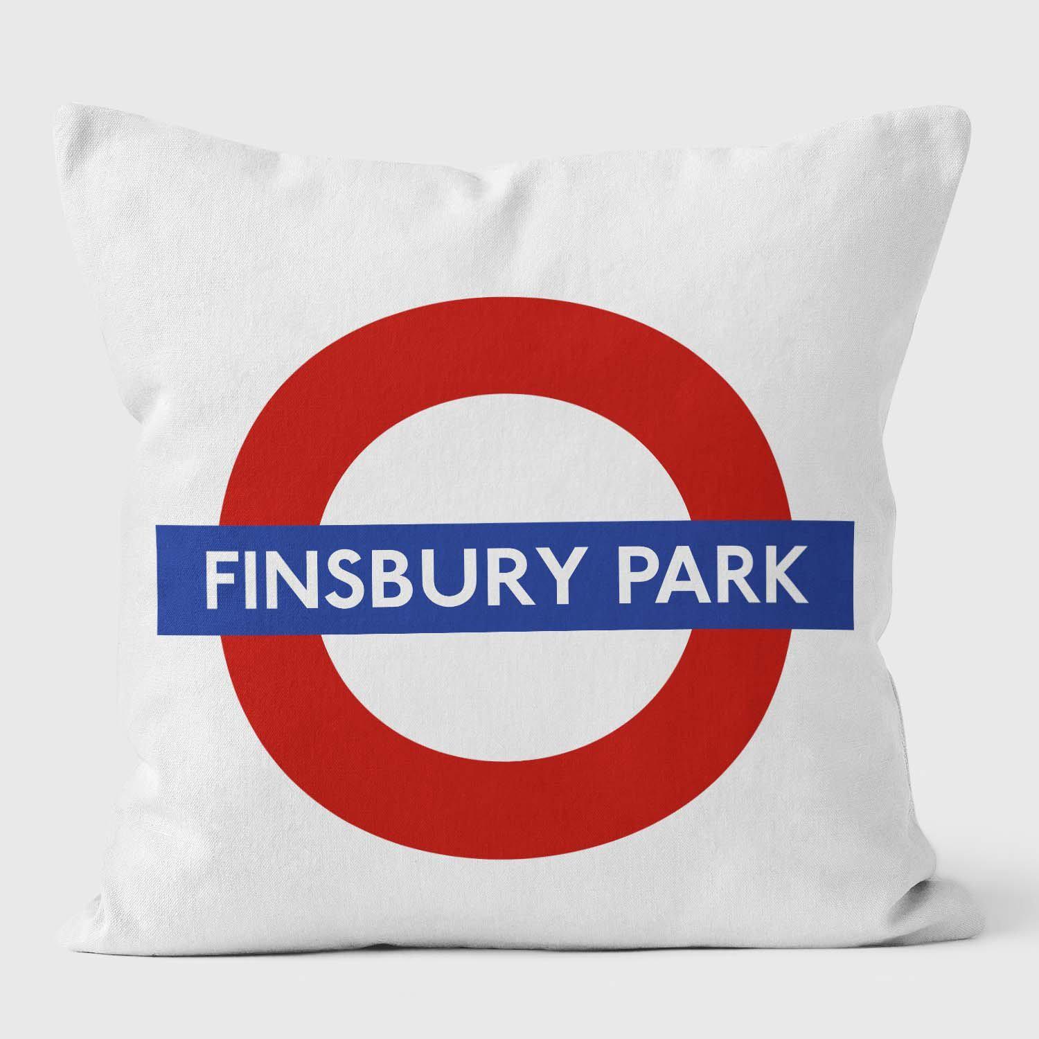 Finsbury Park London Underground Tube Station Roundel Cushion - Handmade Cushions UK - WeLoveCushions