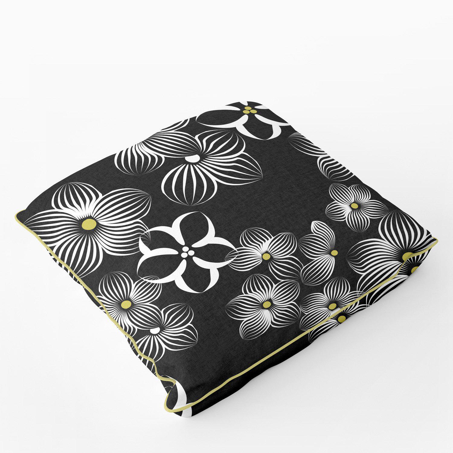 Floral Impression (Black) - Funky Art Cushion - Perfect Day - House Of Turnowsky Pillows - Handmade Cushions UK - WeLoveCushions