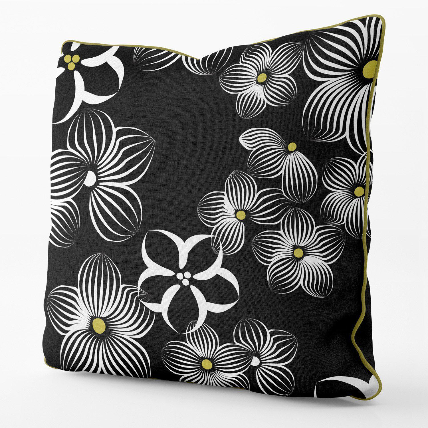 Floral Impression (Black) - Funky Art Cushion - Perfect Day - House Of Turnowsky Pillows - Handmade Cushions UK - WeLoveCushions