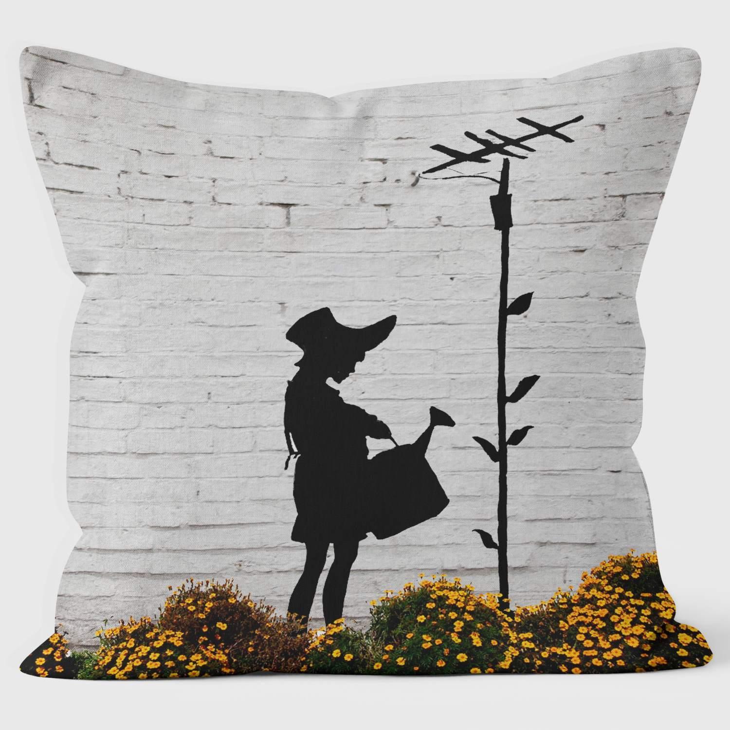 Flower Meadow - Banksy Inspired - Graffiti Art Cushion - Handmade Cushions UK - WeLoveCushions