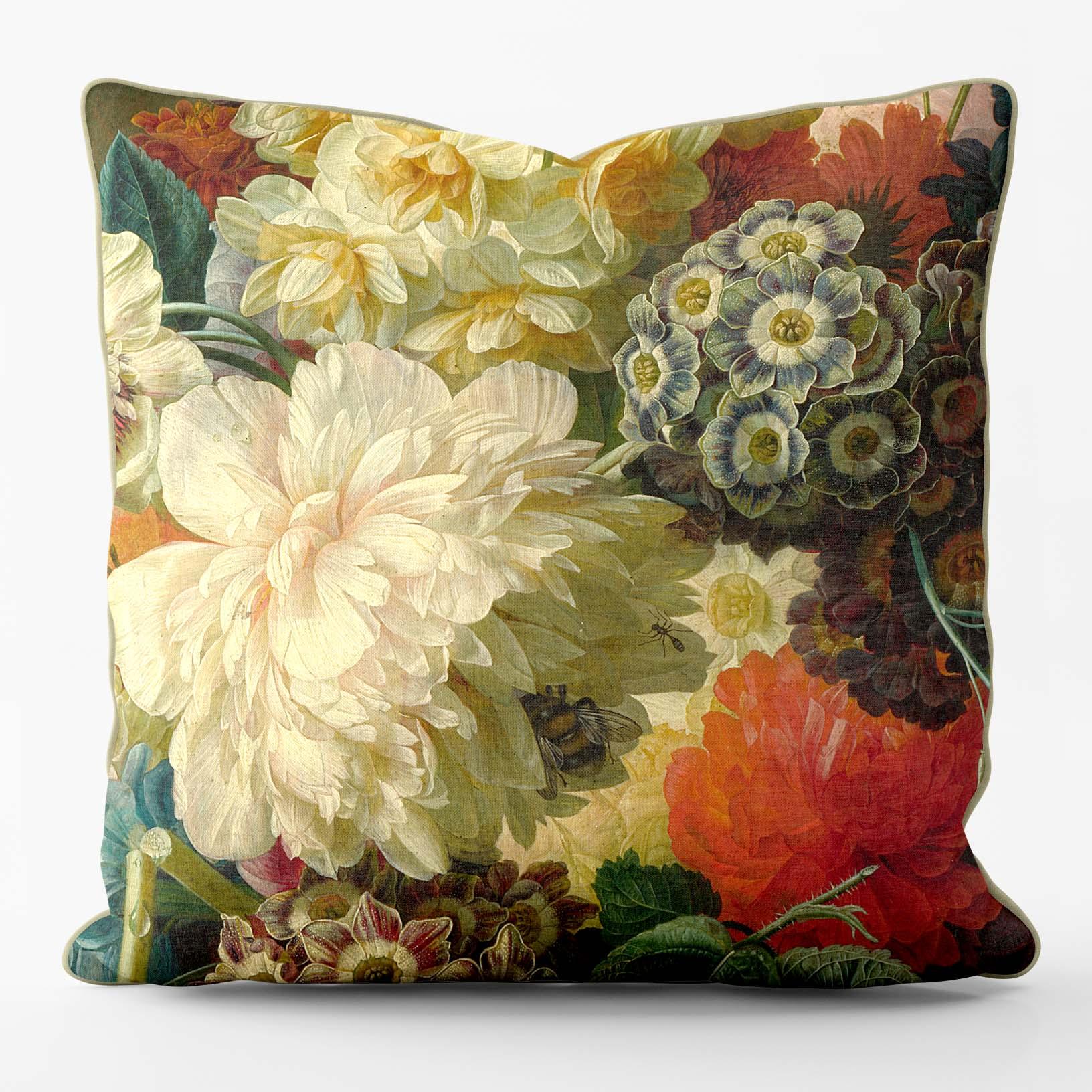 Luxe Van Brussel Flowers In a Vase Detail Auricula - National Gallery Cushion - Handmade Cushions UK - WeLoveCushions