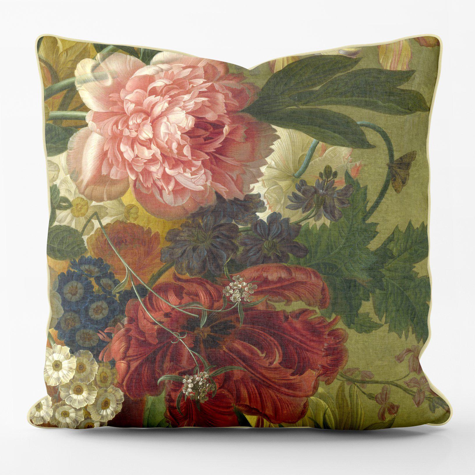 Luxe Van Brussel Flowers In a Vase Detail Pink Flower - National Gallery Cushion - Handmade Cushions UK - WeLoveCushions