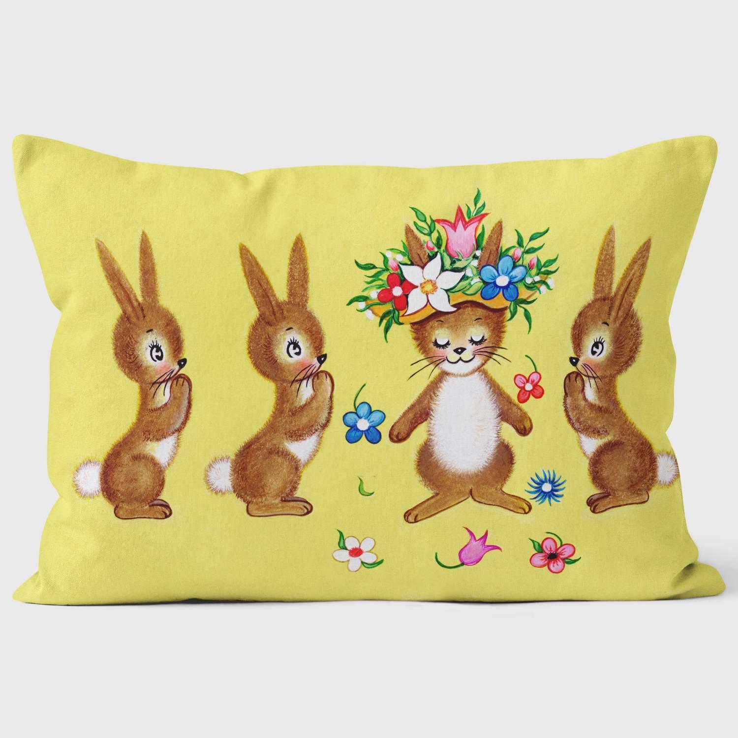 Four Rabbits and Easter Bonnett - Special Occasions Cushion - Handmade Cushions UK - WeLoveCushions