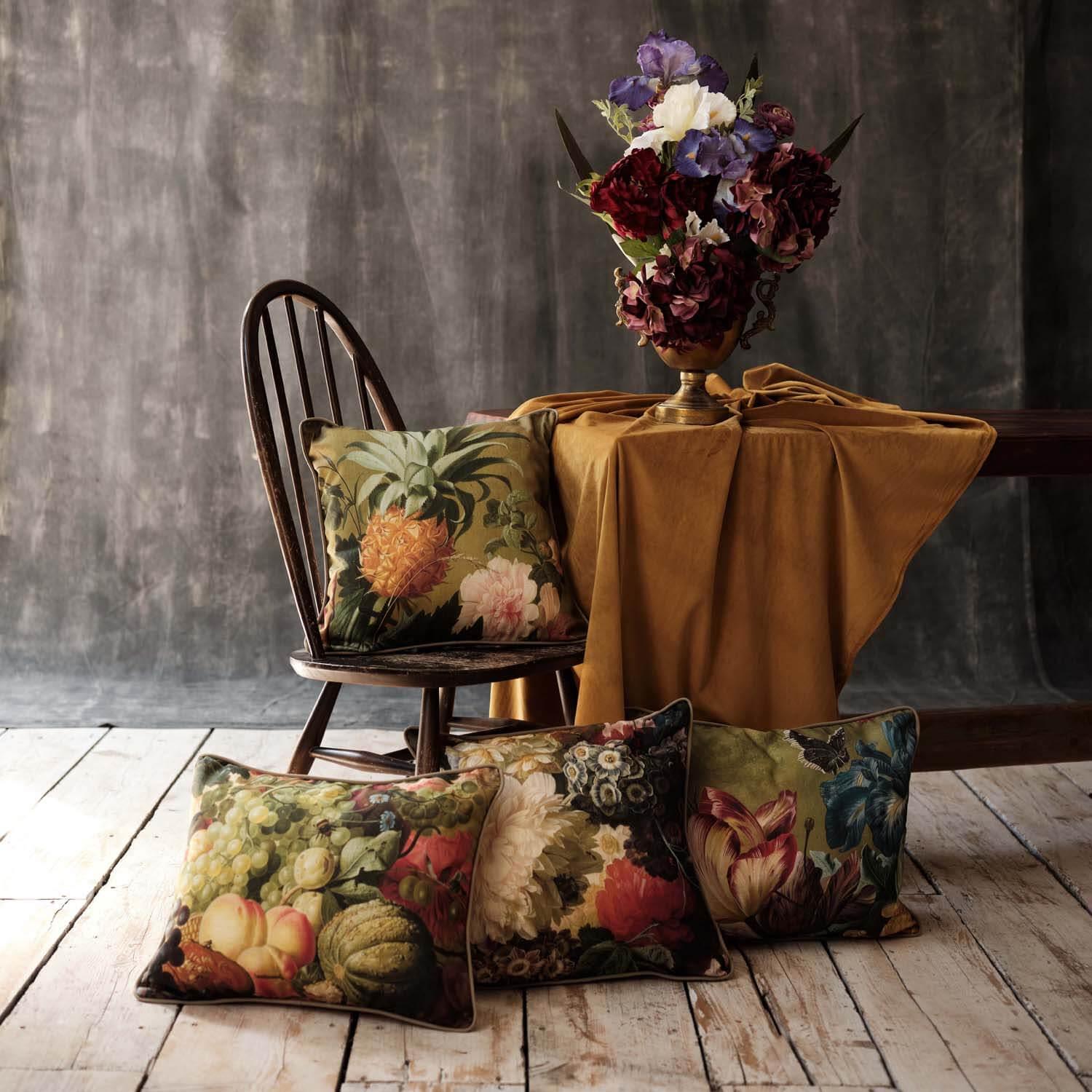 Luxe Van Brussel Fruit and Flowers In A Vase Peaches - National Gallery Cushion - Handmade Cushions UK - WeLoveCushions
