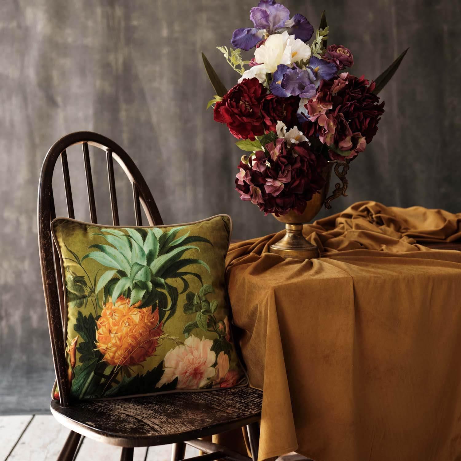 Luxe Van Brussel Flowers In a Vase Detail Pineapple - National Gallery Cushion - Handmade Cushions UK - WeLoveCushions