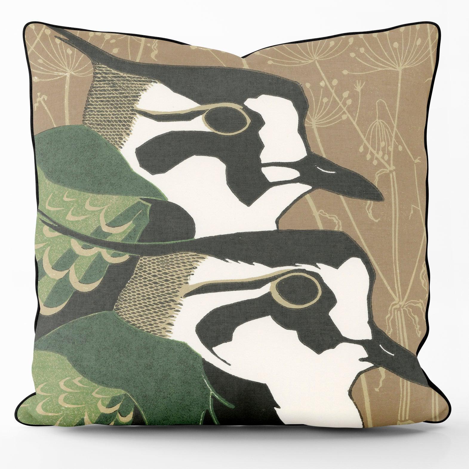Green Plovers - Lapwings - Bittern - Robert Gillmor Cushion - Handmade Cushions UK - WeLoveCushions