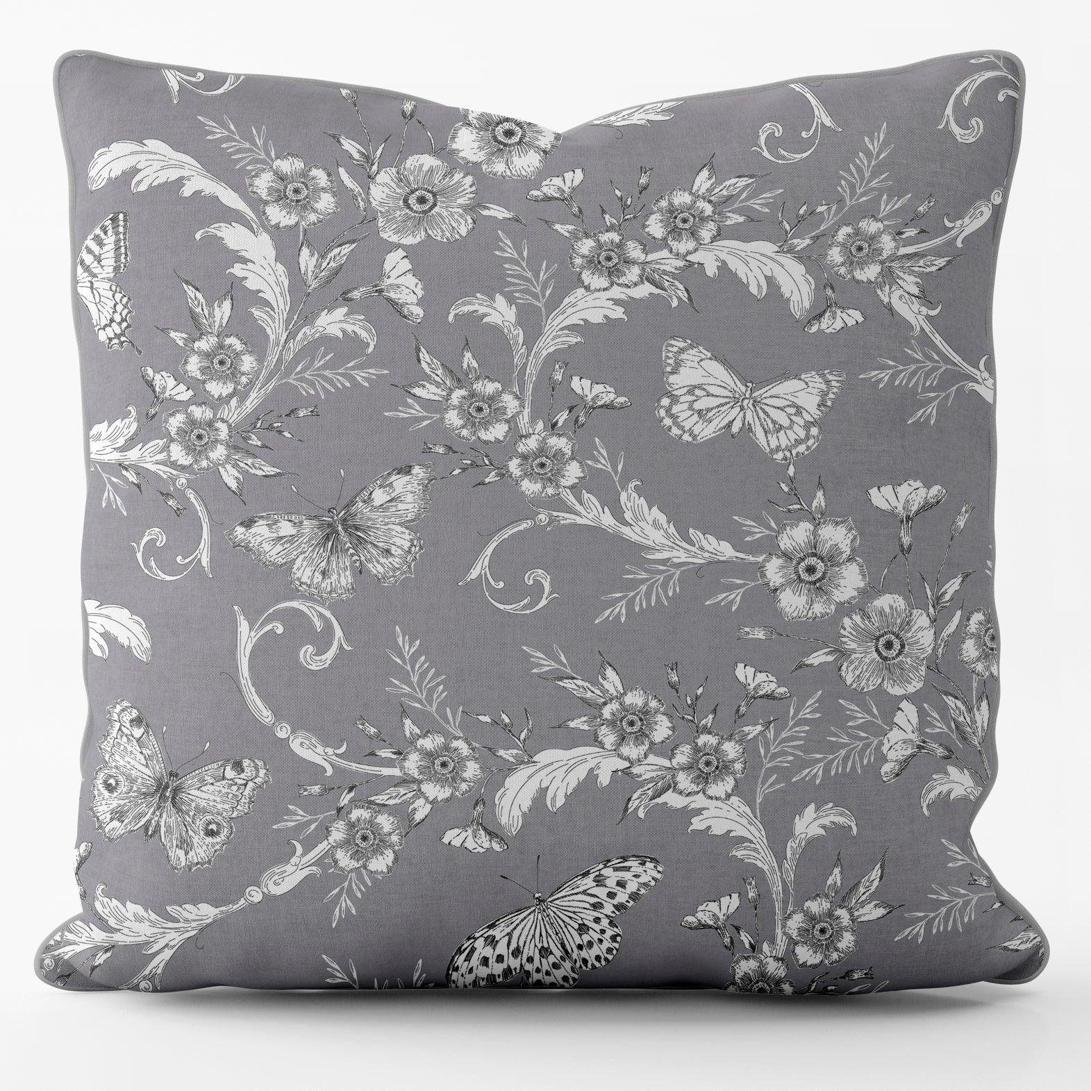 Trailing Butterfly Grey - House Of Turnowsky Cushion