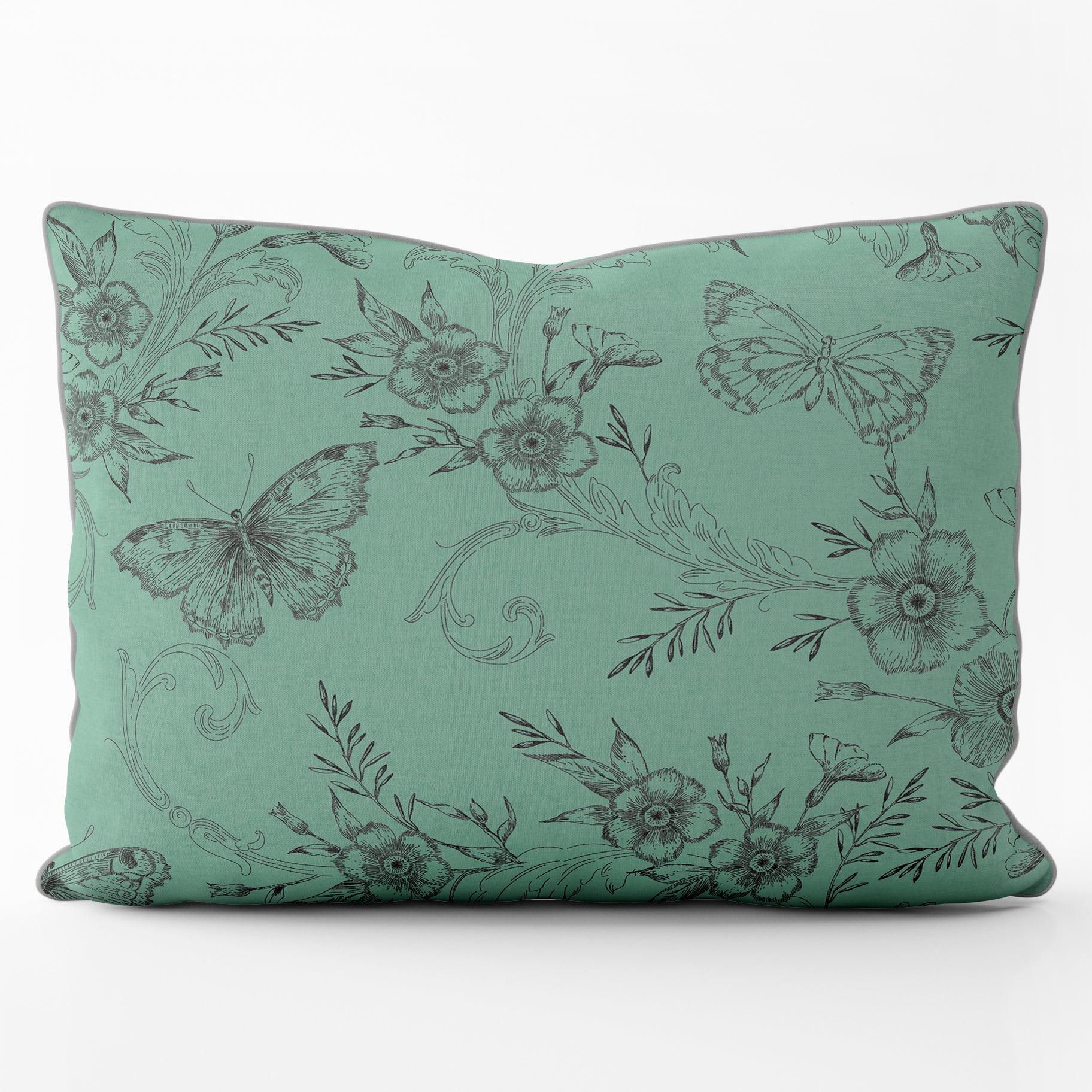 Trailing Butterfly Mint Green Landscape - House Of Turnowsky Cushion