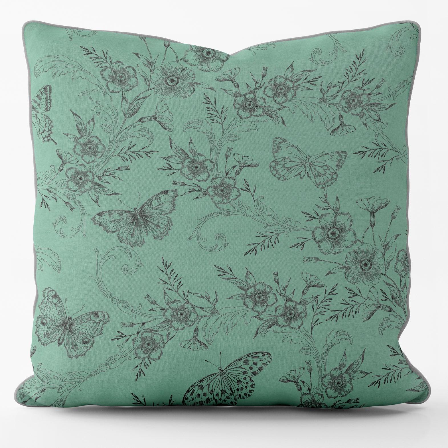 Trailing Butterfly Mint Green - House Of Turnowsky Cushion