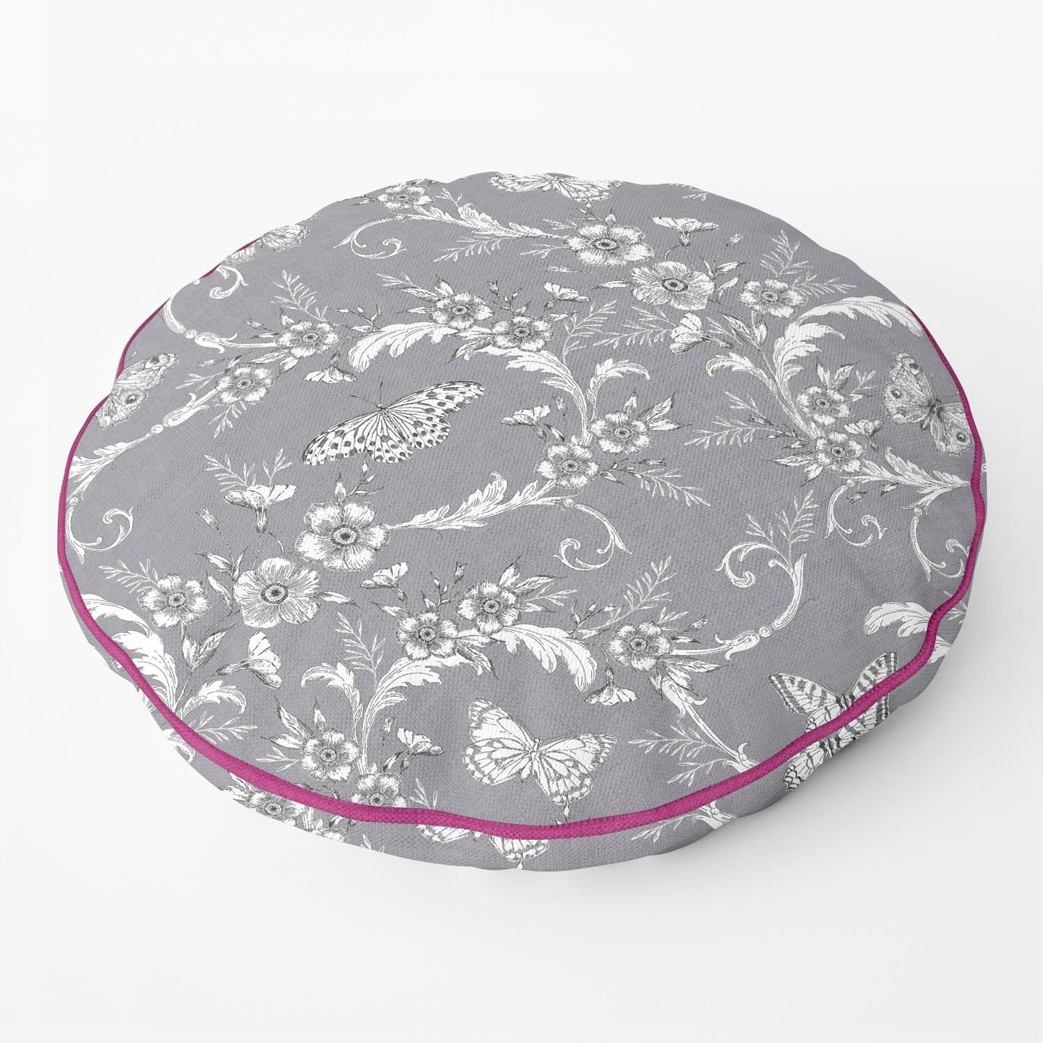 Trailing Butterfly Round Dark Grey - House Of Turnowsky Cushion