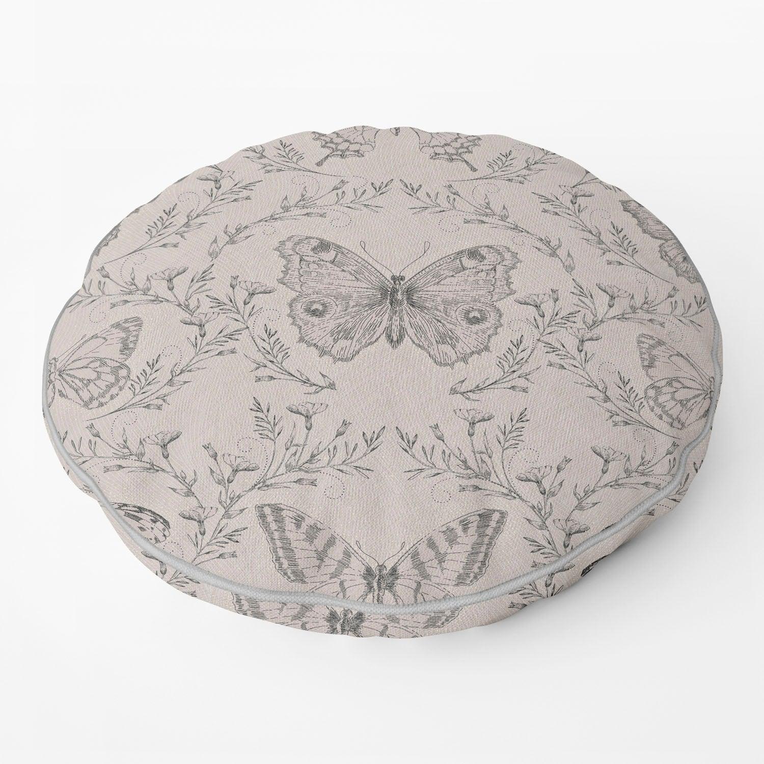 Butterfly & Ivy Round Grey - House Of Turnowsky Cushion