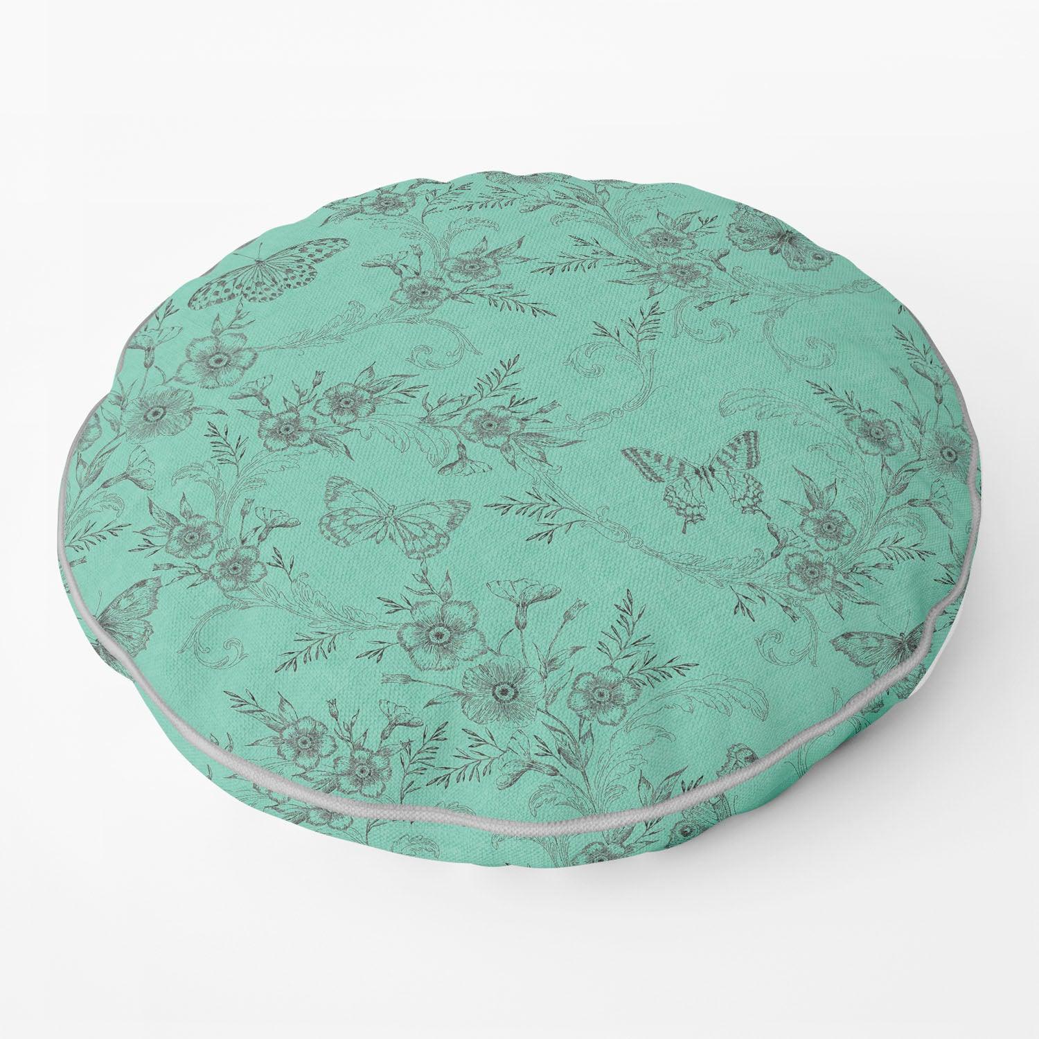 Trailing Butterfly Round Mint Green - House Of Turnowsky Cushion