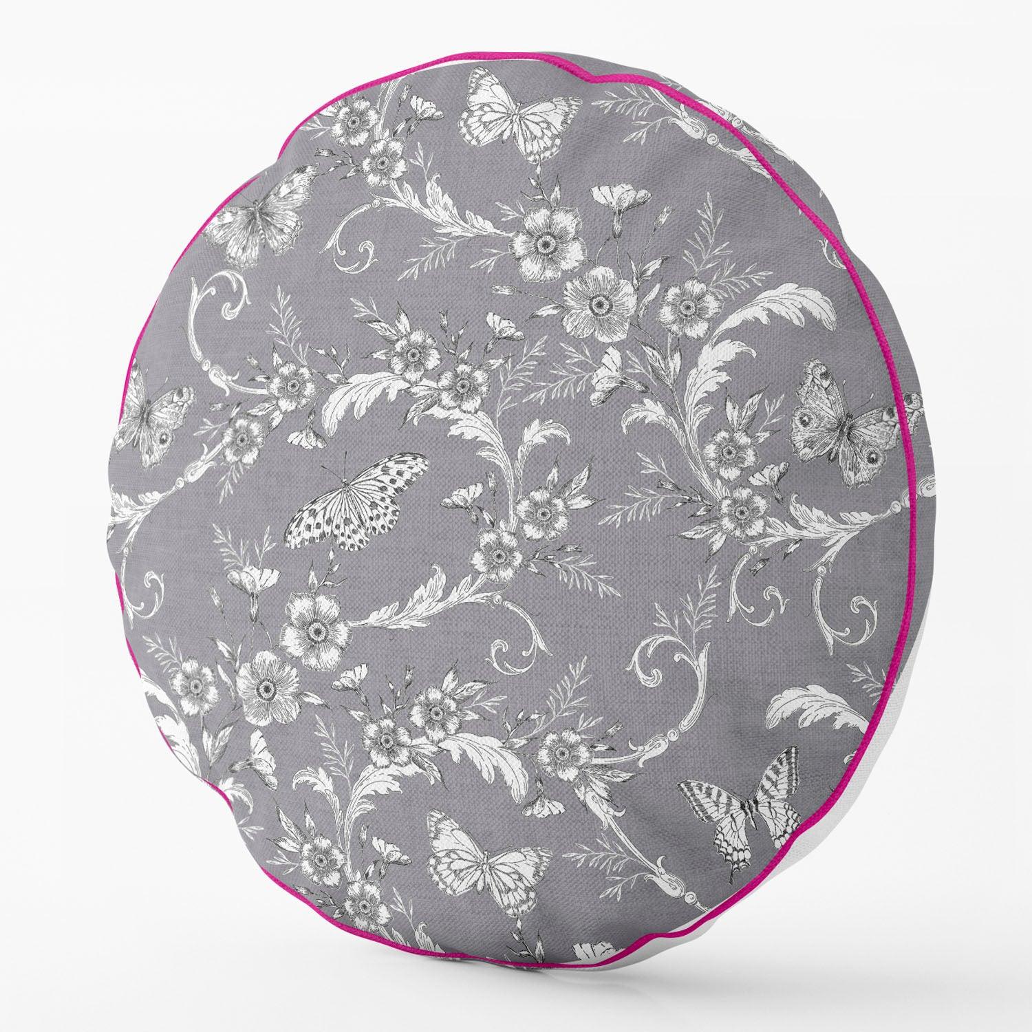 Trailing Butterfly Round Dark Grey - House Of Turnowsky Cushion