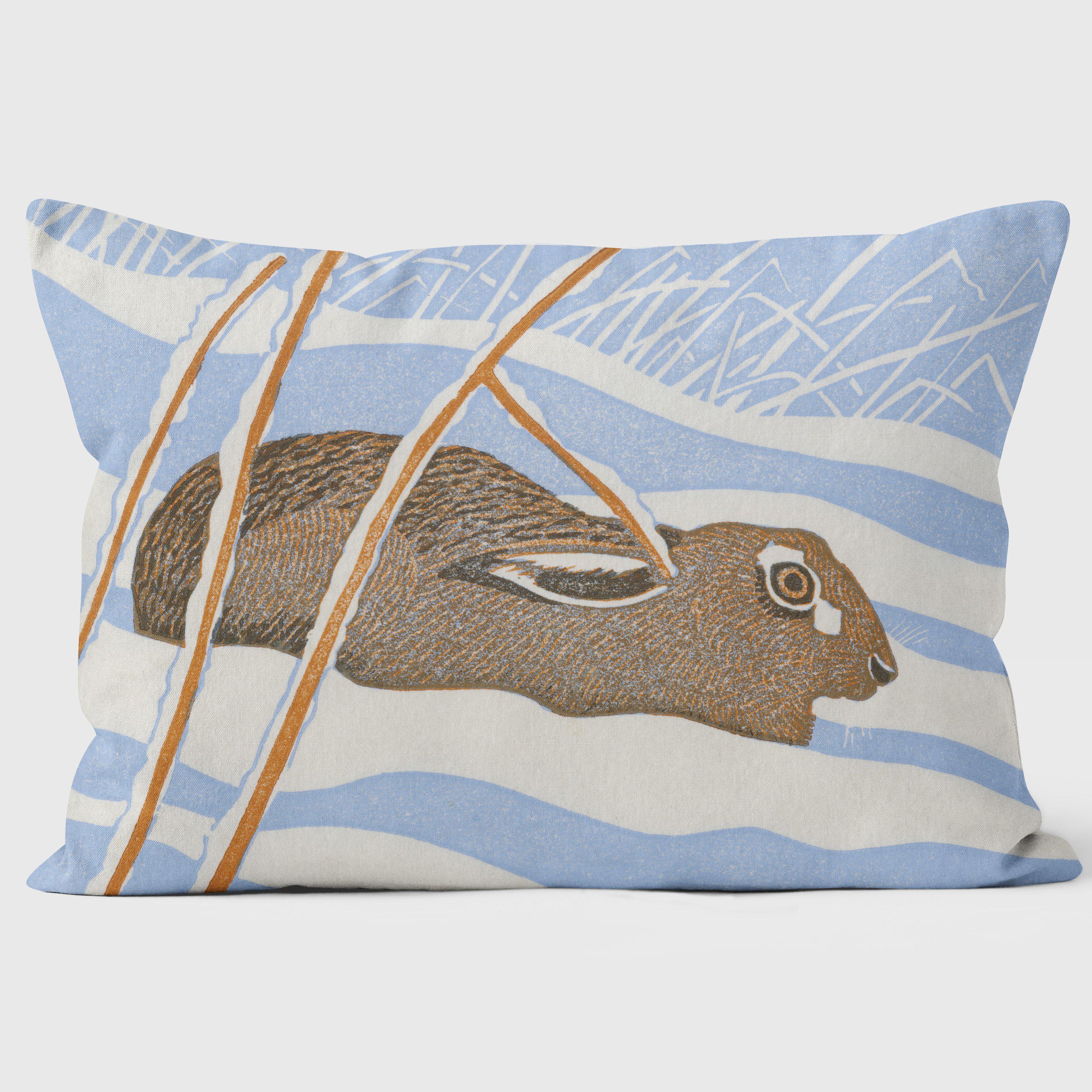 Hare In Snow - Robert Gillmor Cushion - Handmade Cushions UK - WeLoveCushions