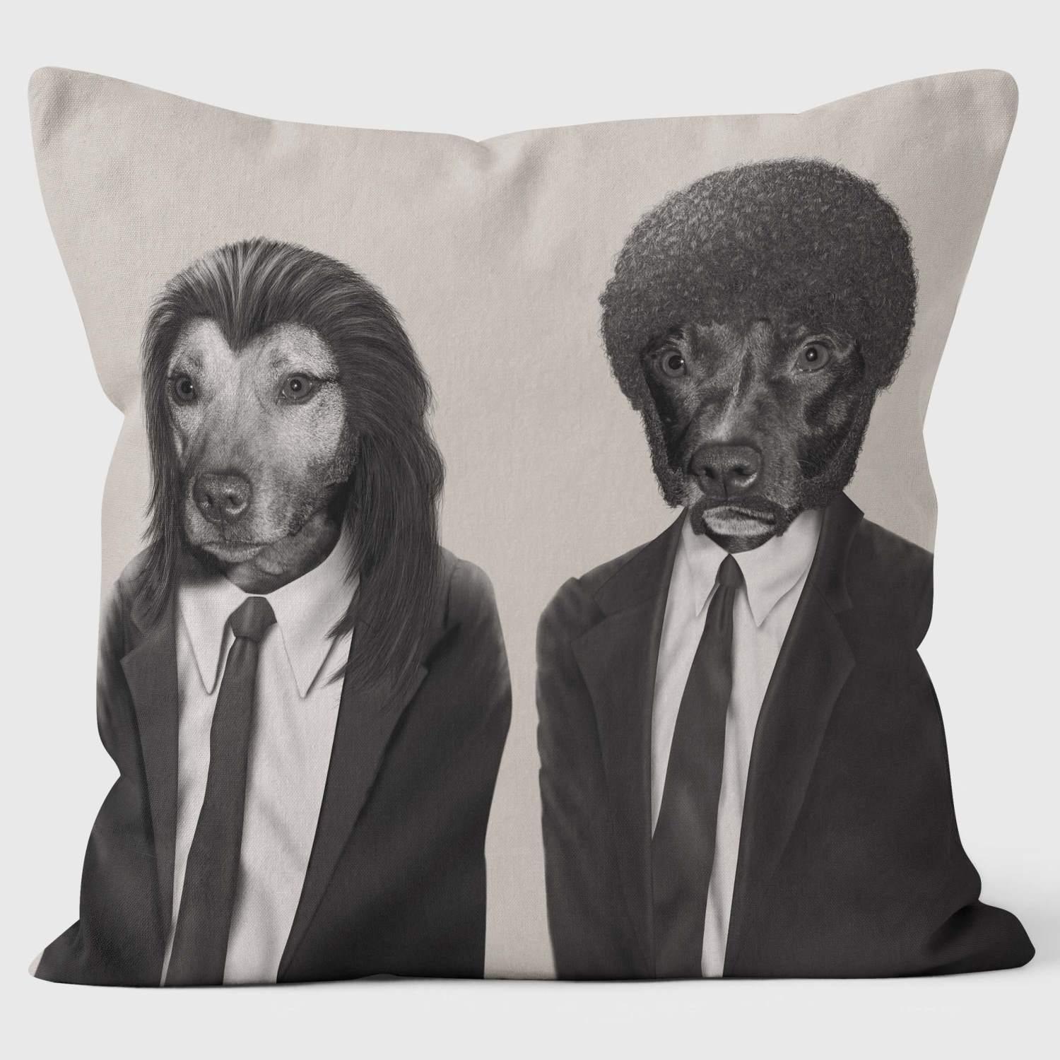 Hit Dogs Mono - Pets Rock Cushion - Handmade Cushions UK - WeLoveCushions