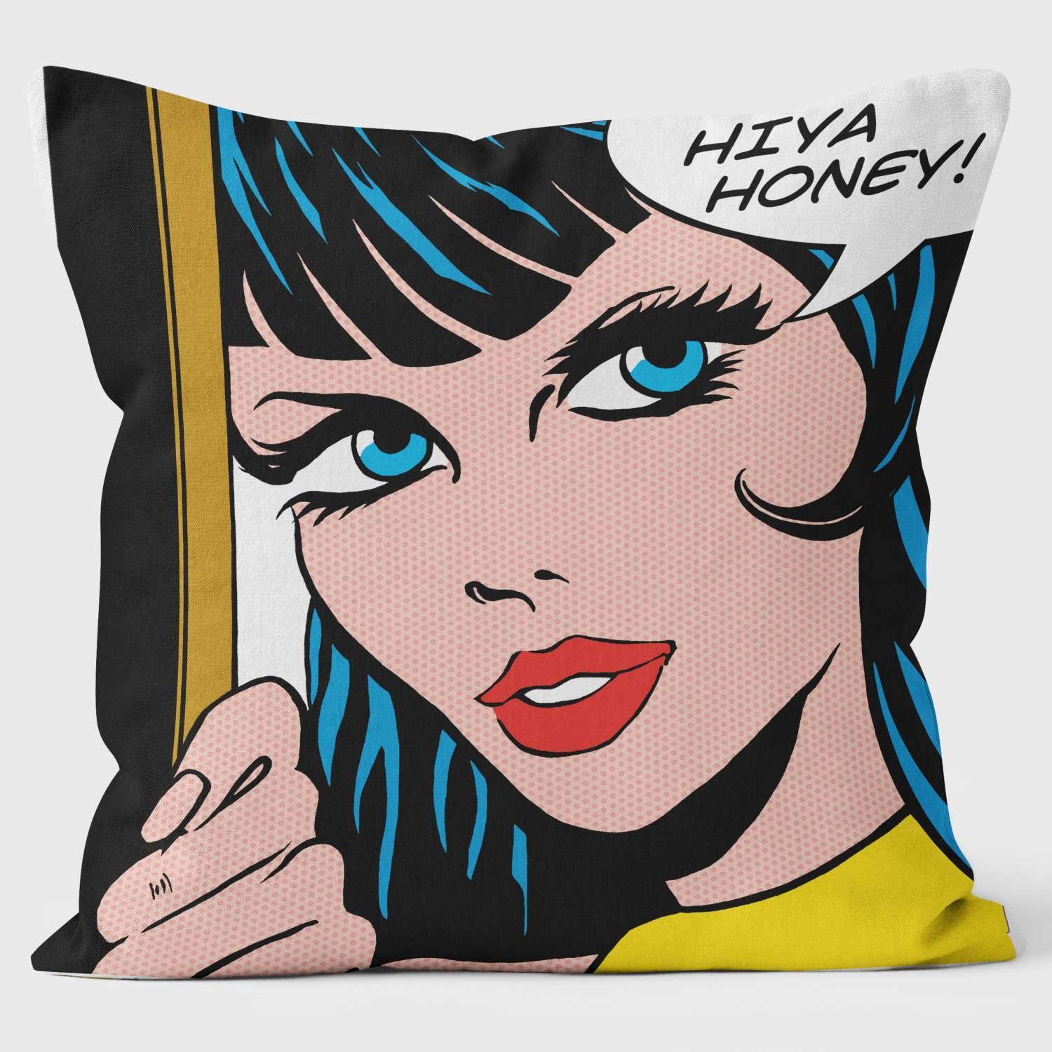 Hiya Honey2 - Youngerman Art Cushions - Handmade Cushions UK - WeLoveCushions