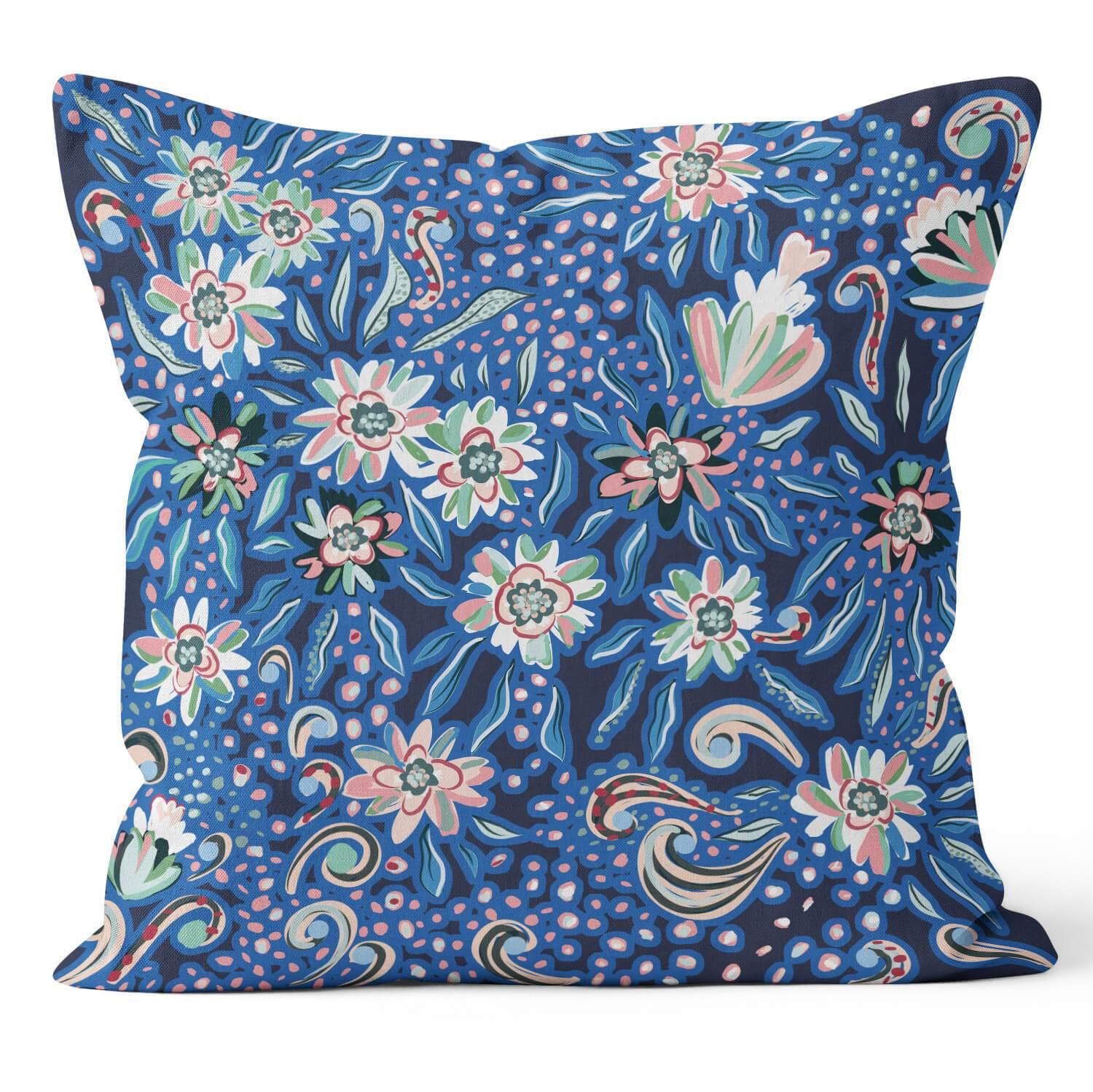 Indian Dreams ( Blue) - Funky Art Cushion - Bellissima - House Of Turnowsky Pillows - Handmade Cushions UK - WeLoveCushions