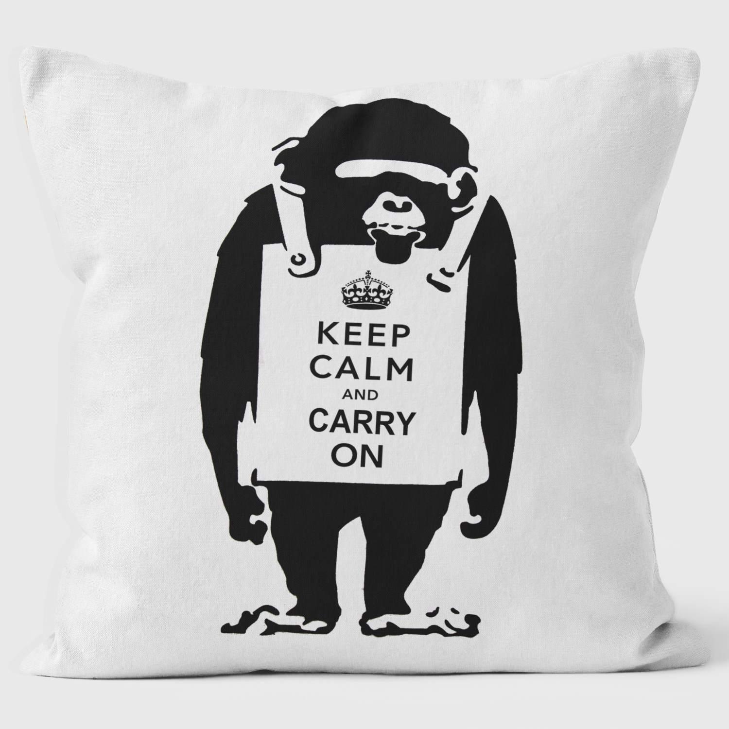 Keep Calm Chimp - Banksy Inspired - Graffiti Art Cushion - Handmade Cushions UK - WeLoveCushions