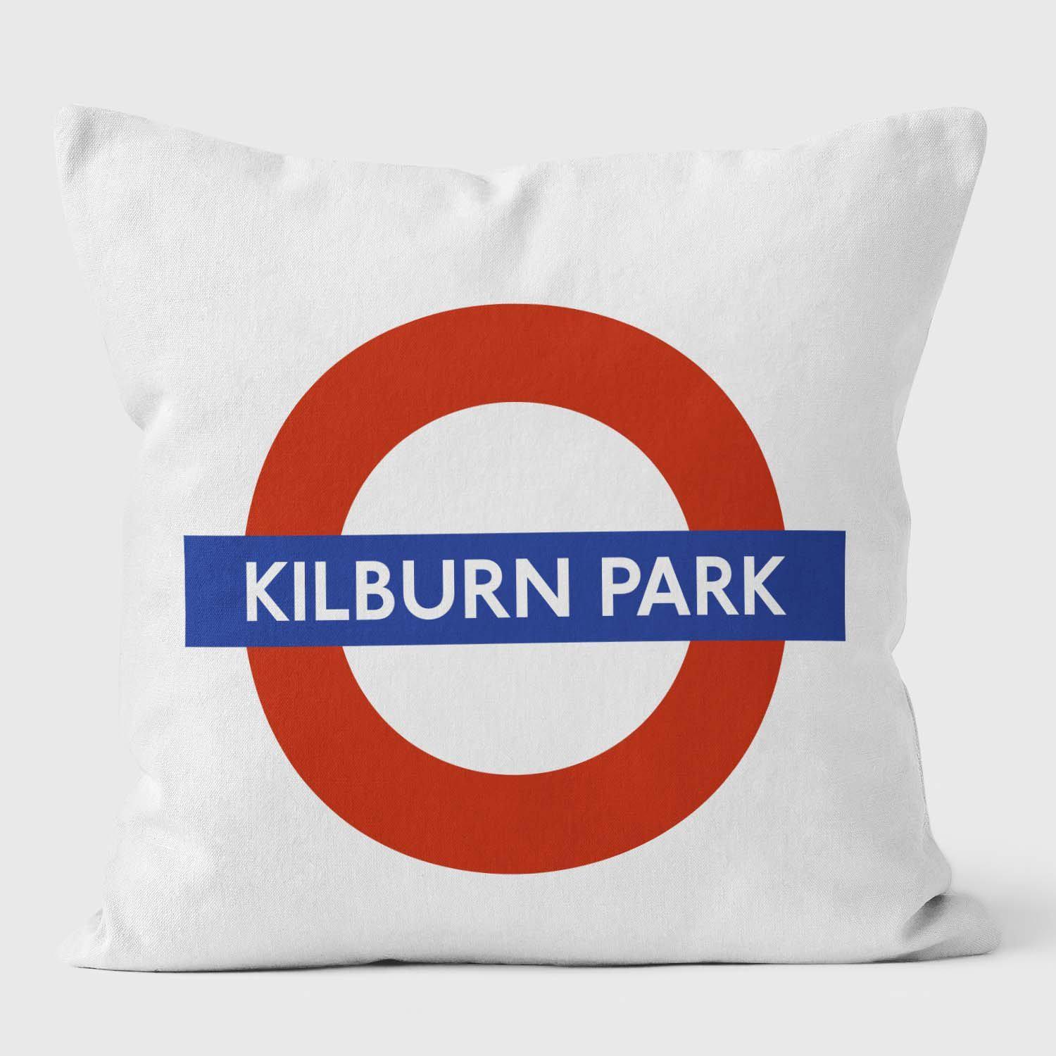 Kilburn Park London Underground Tube Station Roundel Cushion - Handmade Cushions UK - WeLoveCushions