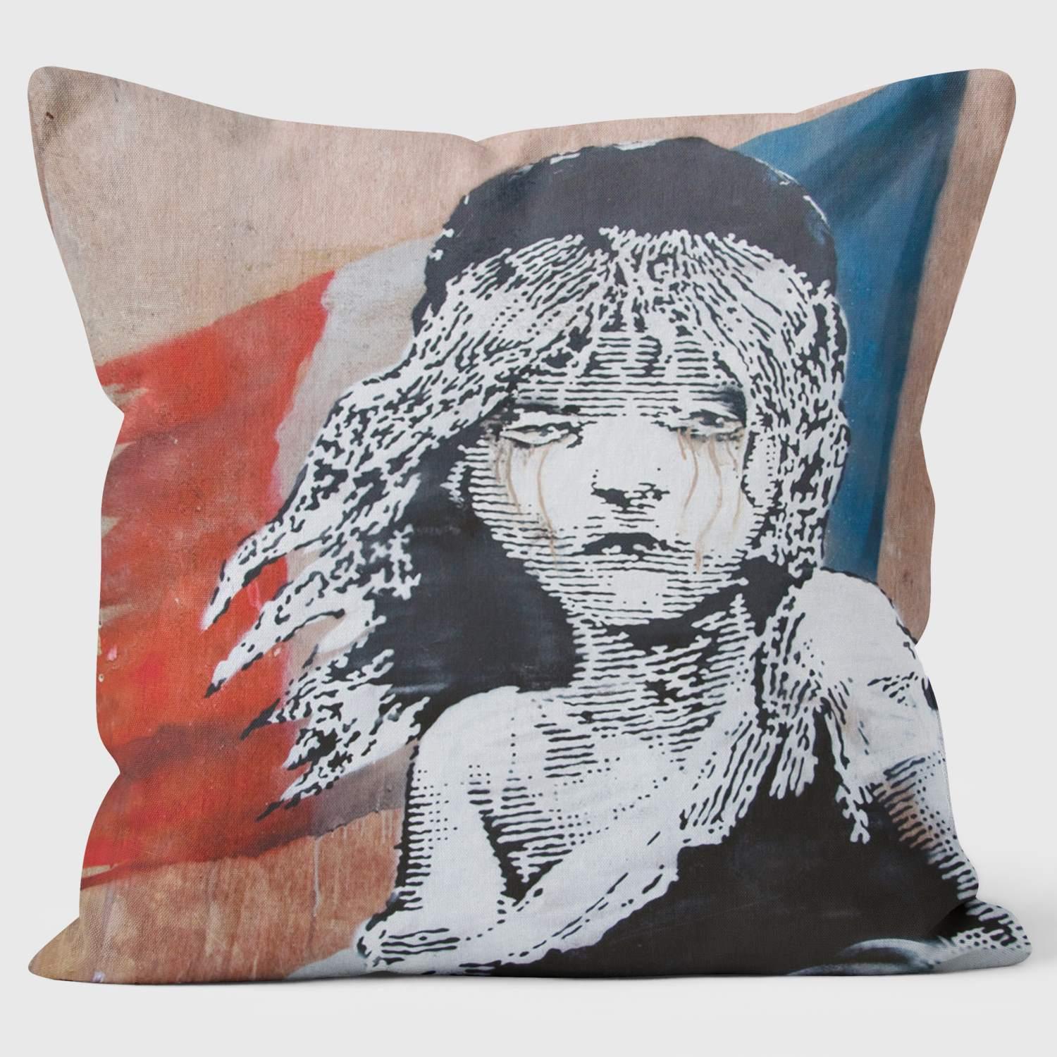 Les Miserables - Banksy Inspired - Graffiti Art Cushion - Handmade Cushions UK - WeLoveCushions