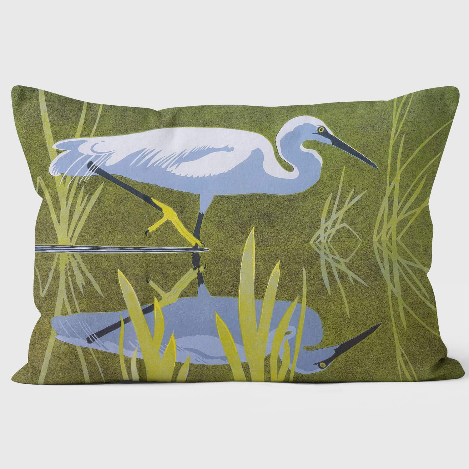 Little Egret - Robert Gillmor Cushion - Handmade Cushions UK - WeLoveCushions