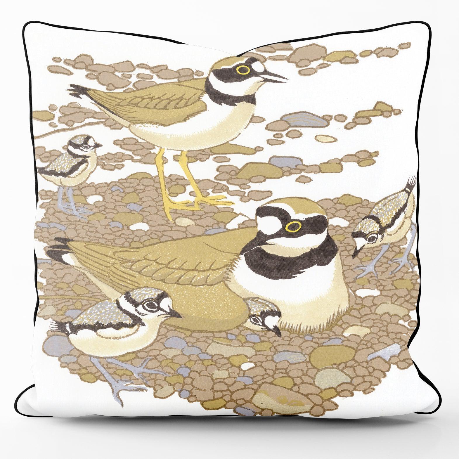 Little Ringed Plovers - Robert Gillmor Cushion - Handmade Cushions UK - WeLoveCushions