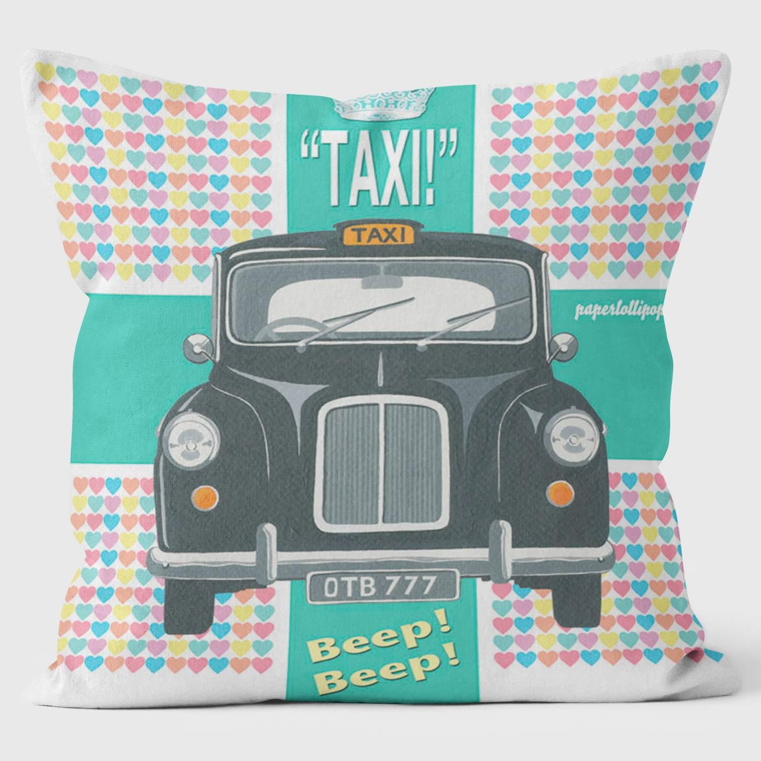 London Taxi Beep Beep! - Paperlollipop Cushion - Handmade Cushions UK - WeLoveCushions