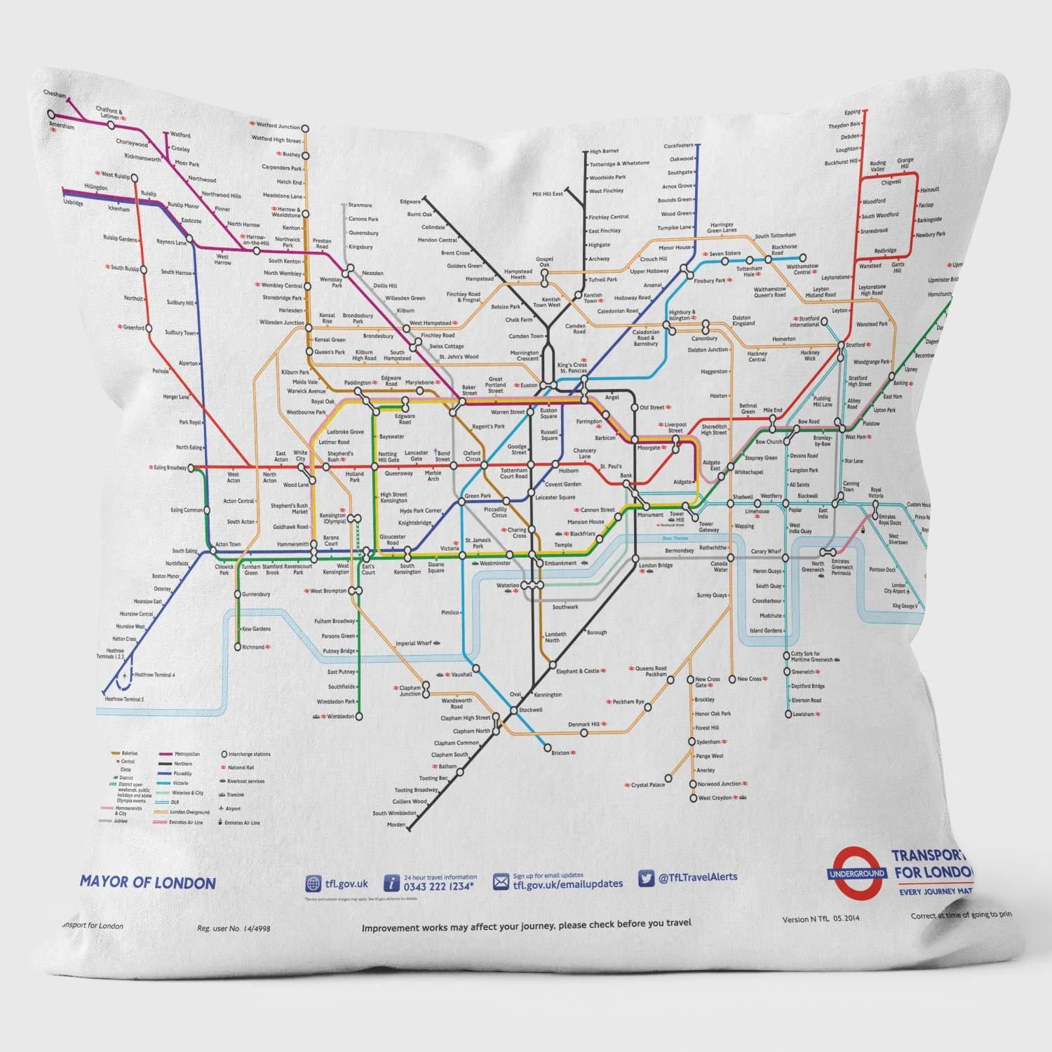 London Transport Tube Map - Art Print Cushion - Handmade Cushions UK - WeLoveCushions