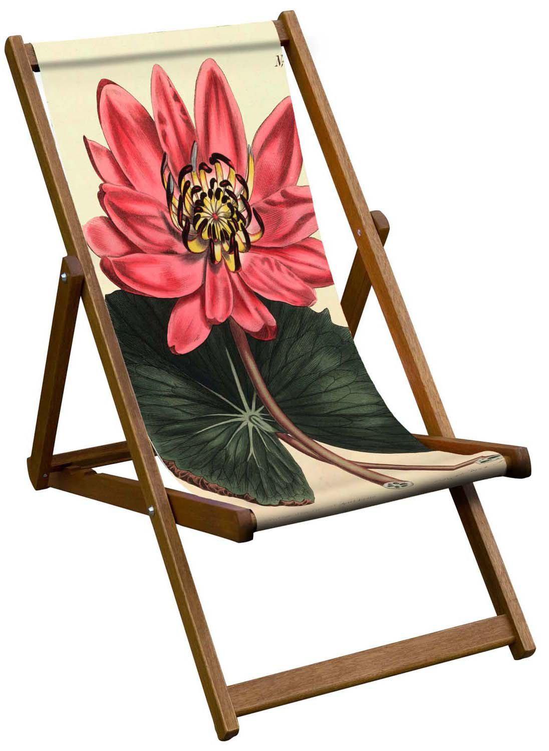 Red - Flowered Water lily - Nymphaea Rubra - Botanicals Design Deckchair