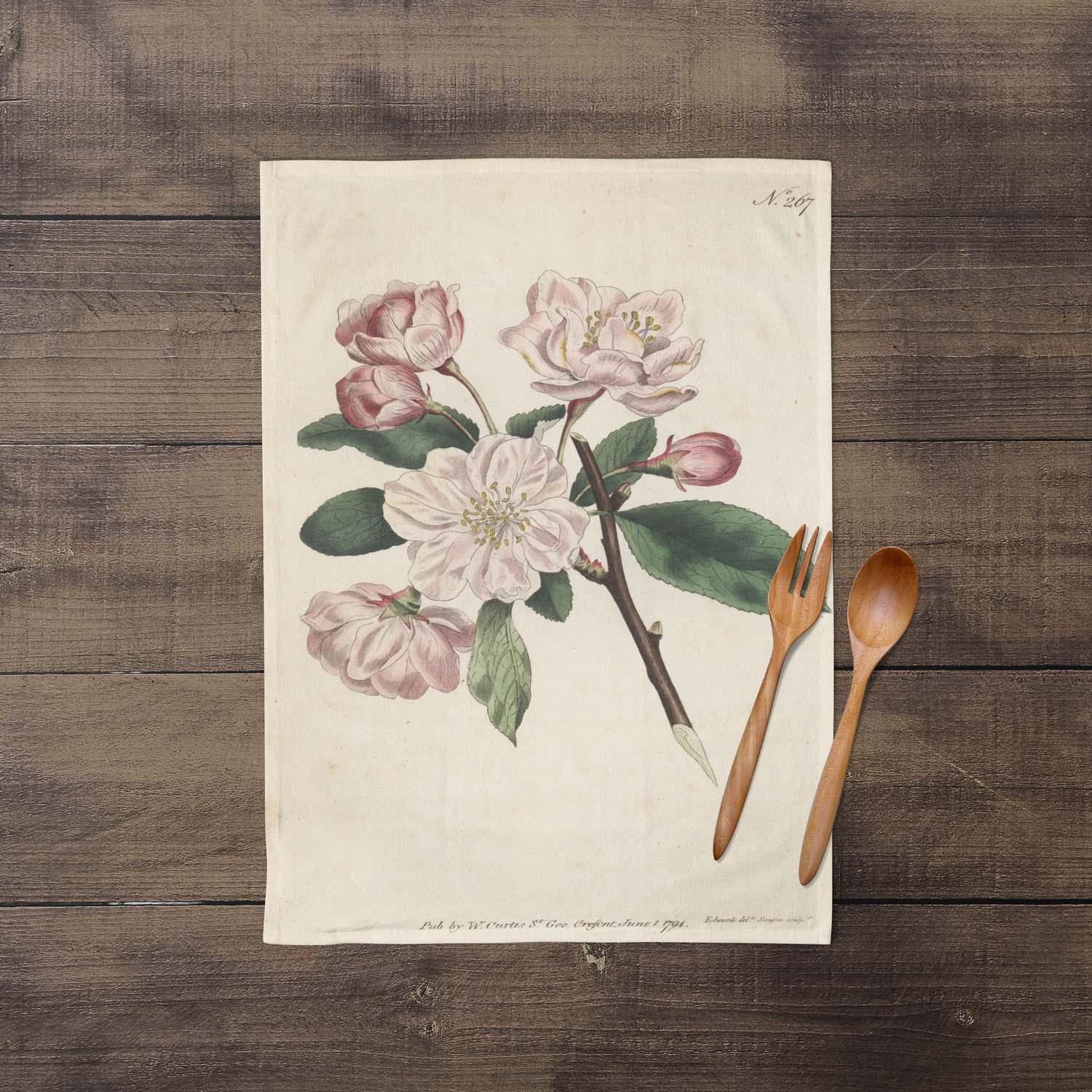 Chinese Flowering Apple Malus - Botanical Tea Towel