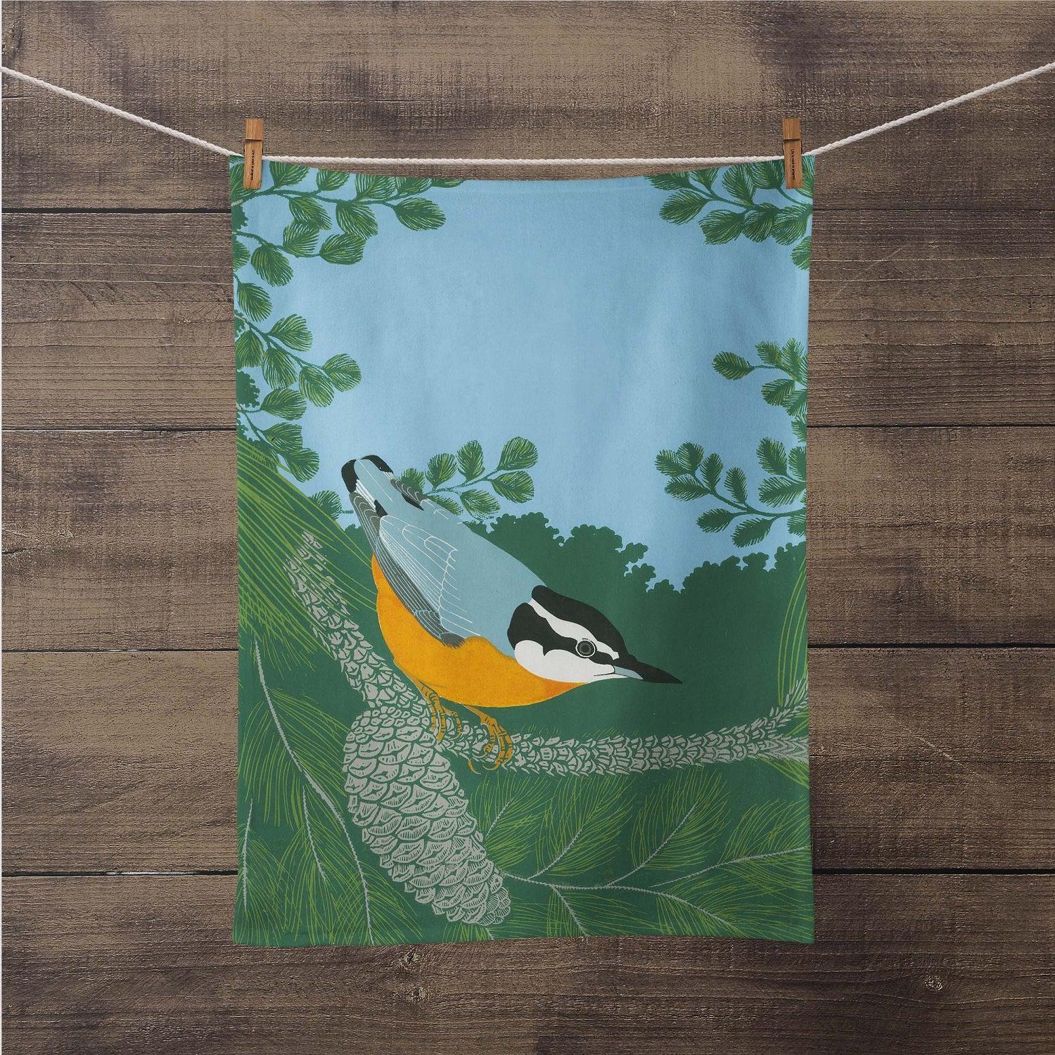 Red-Breasted Nuthatch - Robert Gillmor Tea Towel