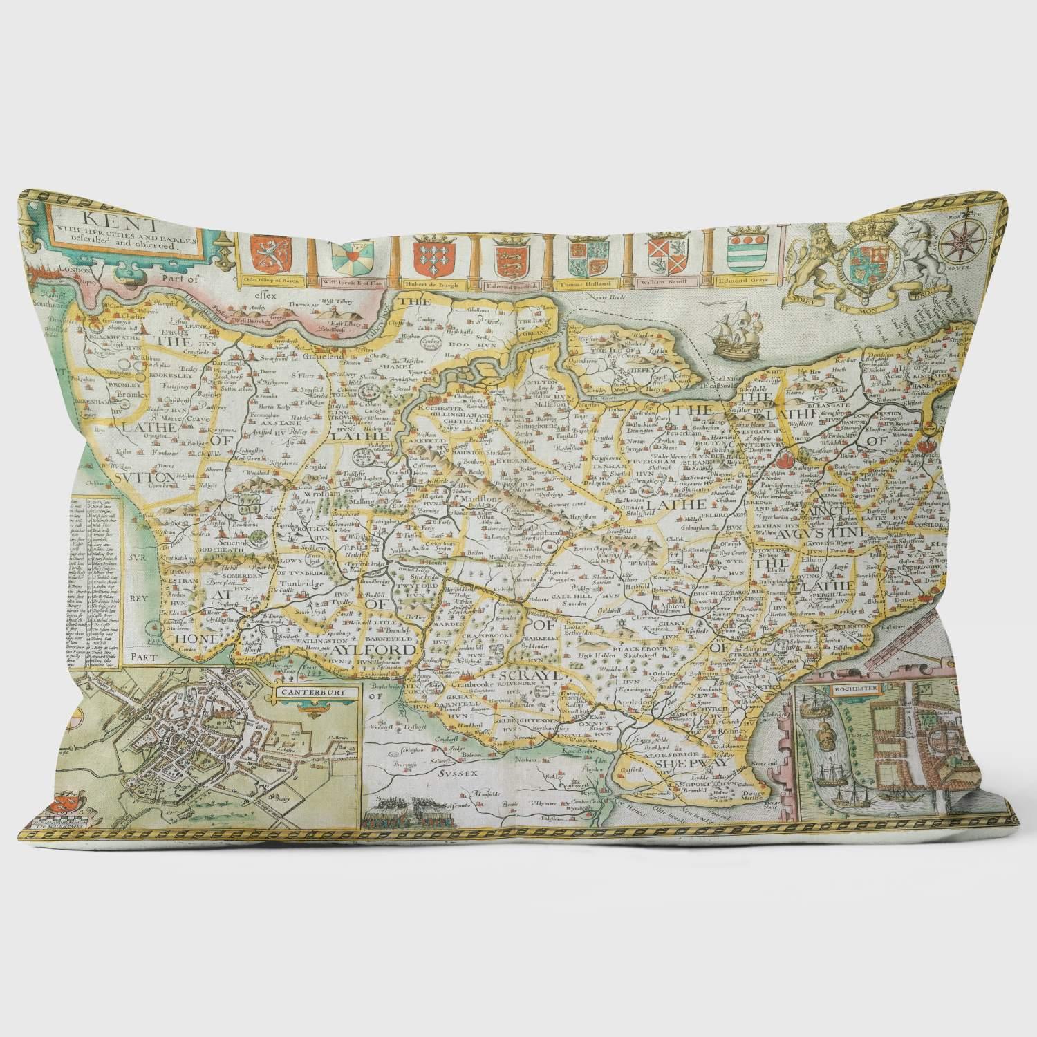 Map of Kent 1616 - British Library Cushions - Handmade Cushions UK - WeLoveCushions