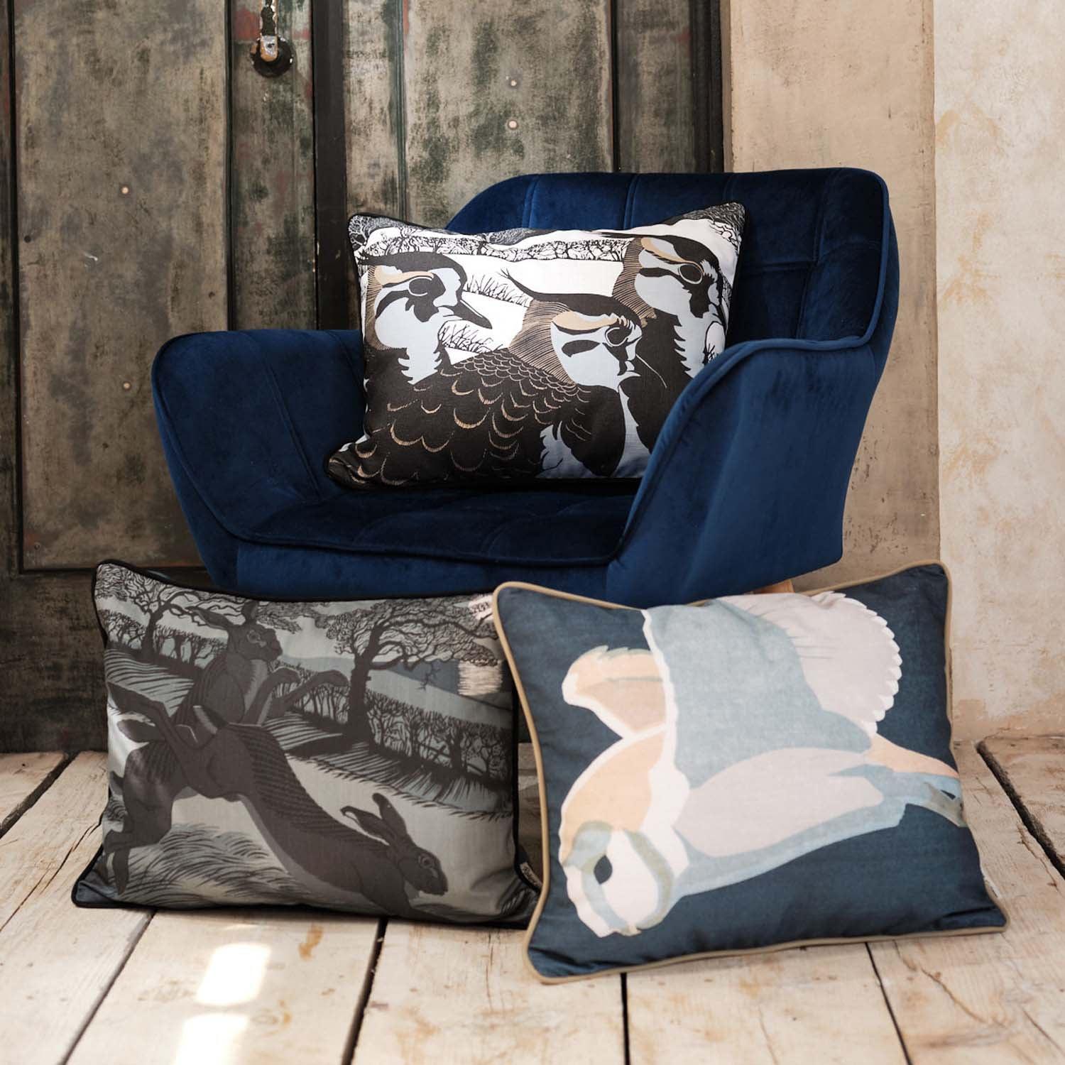 March Moonlight - Boxing Hares - Robert Gillmor Cushion - Handmade Cushions UK - WeLoveCushions