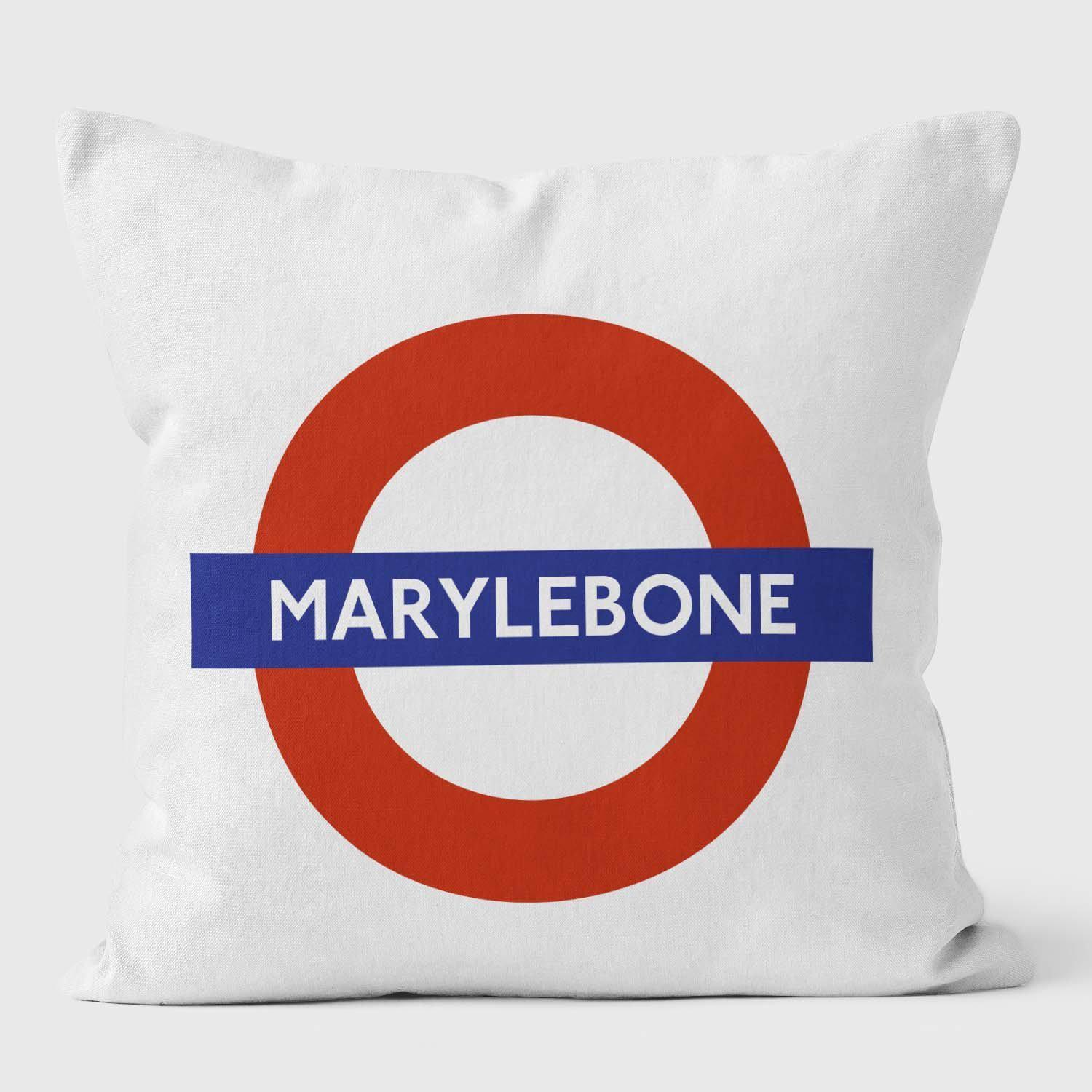 Marlyebone London Underground Tube Station Roundel Cushion - Handmade Cushions UK - WeLoveCushions