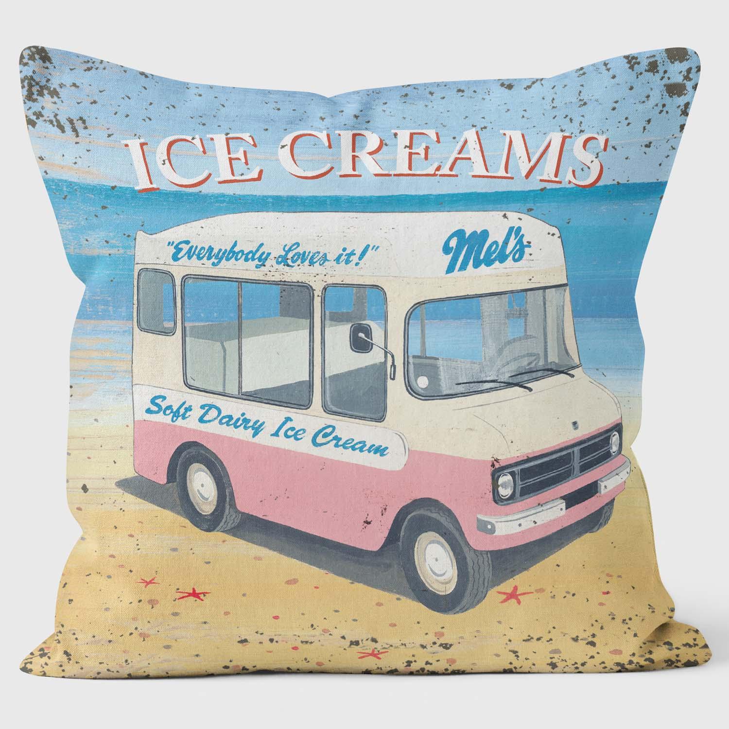 Mels Ice Creams II- Martin Wiscombe - Art Print Cushion - Handmade Cushions UK - WeLoveCushions