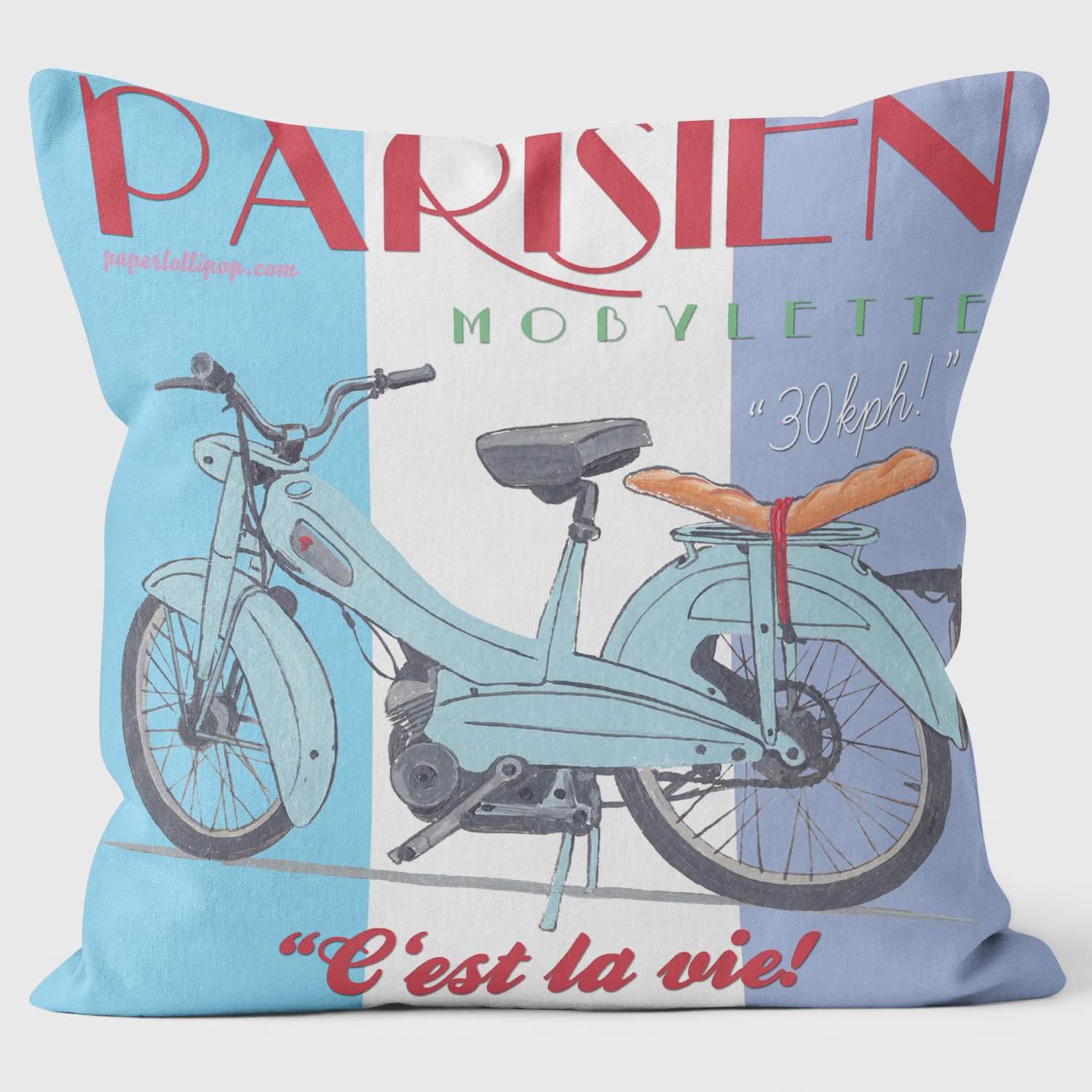 Mobylette Parisien Cushion - Paperlollipop Cushion - Handmade Cushions UK - WeLoveCushions