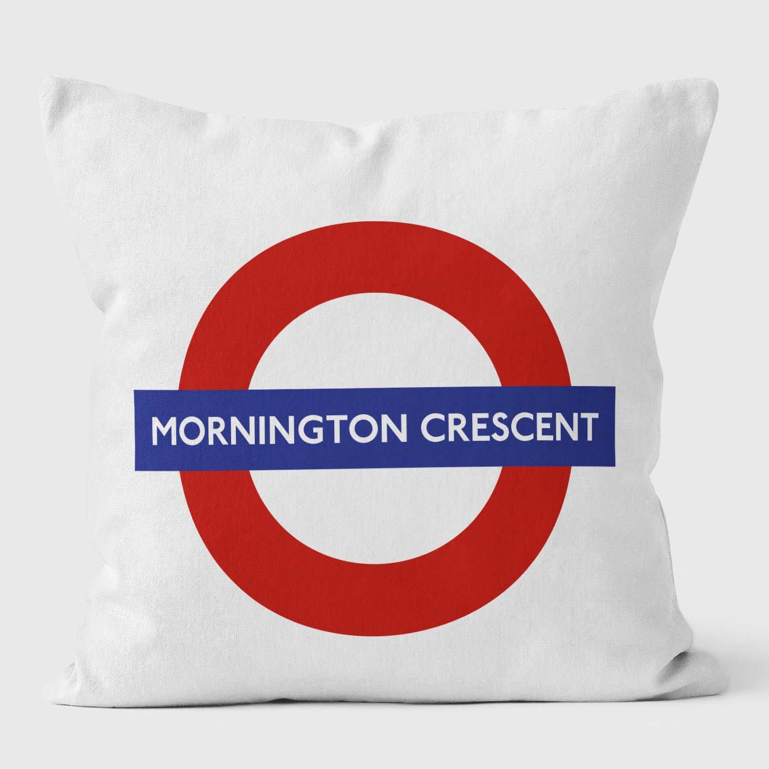 Mornington Crescent London Underground Tube Station Roundel Cushion - Handmade Cushions UK - WeLoveCushions