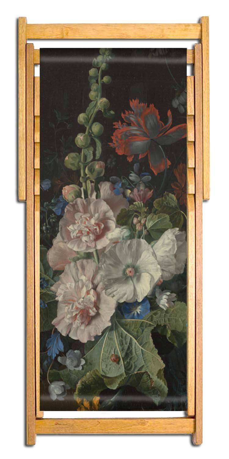 Hollyhocks and Other Flowers in a Vase - Van Huysum - National Gallery Deckchair