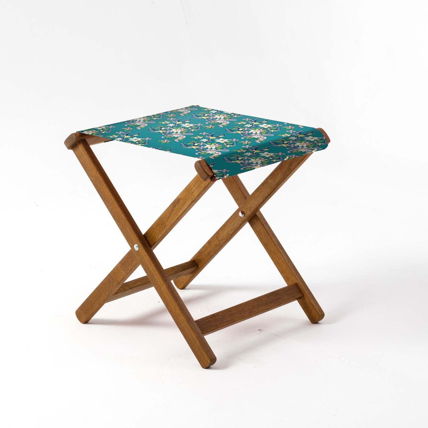 Swallow Bouquet Green- Their Nibs Glamping Camping Stool
