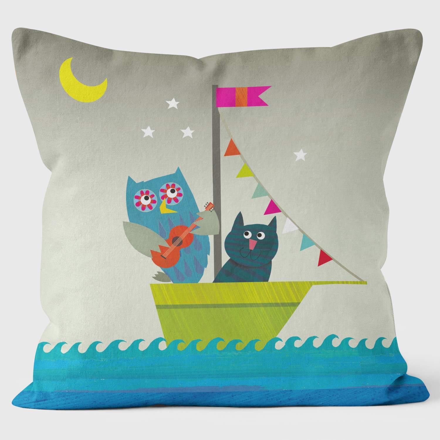 Owl and Cat - Kali Stileman Cushion - Handmade Cushions UK - WeLoveCushions