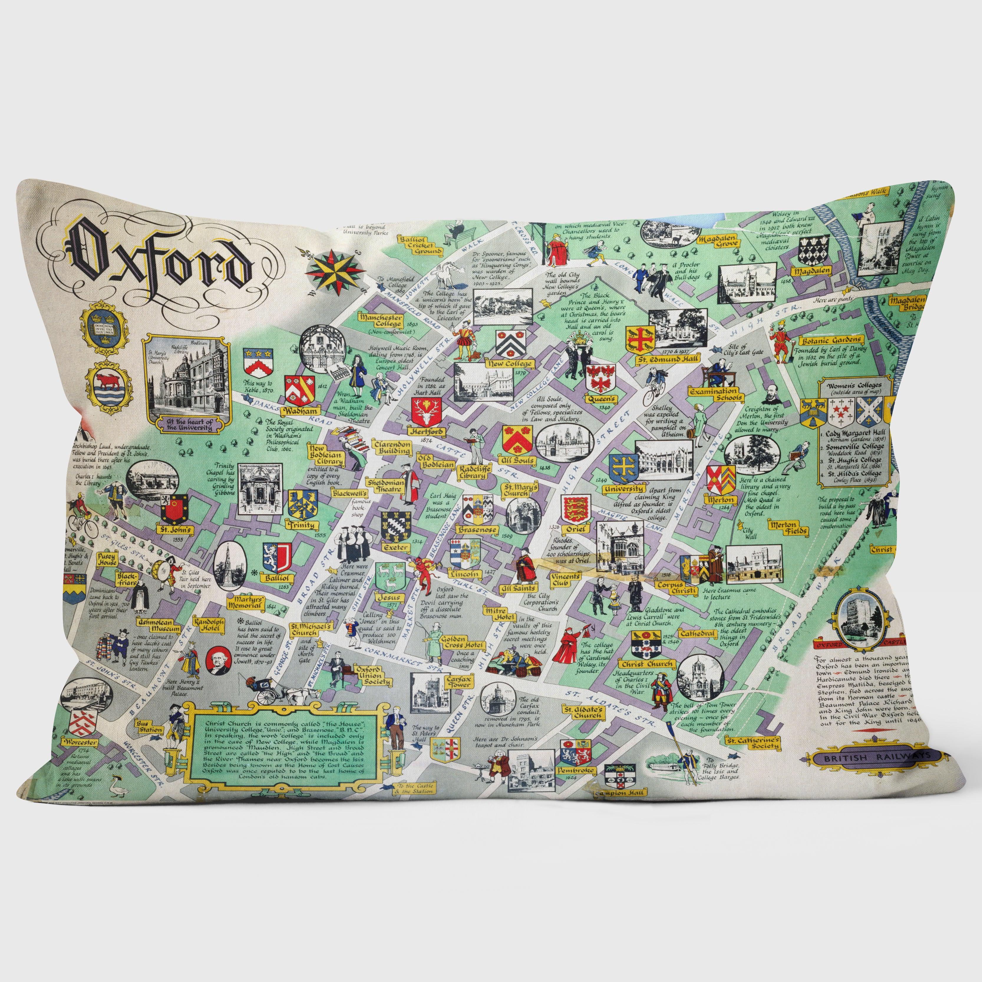 Oxford College Map - National Railway Museum Cushion - Handmade Cushions UK - WeLoveCushions