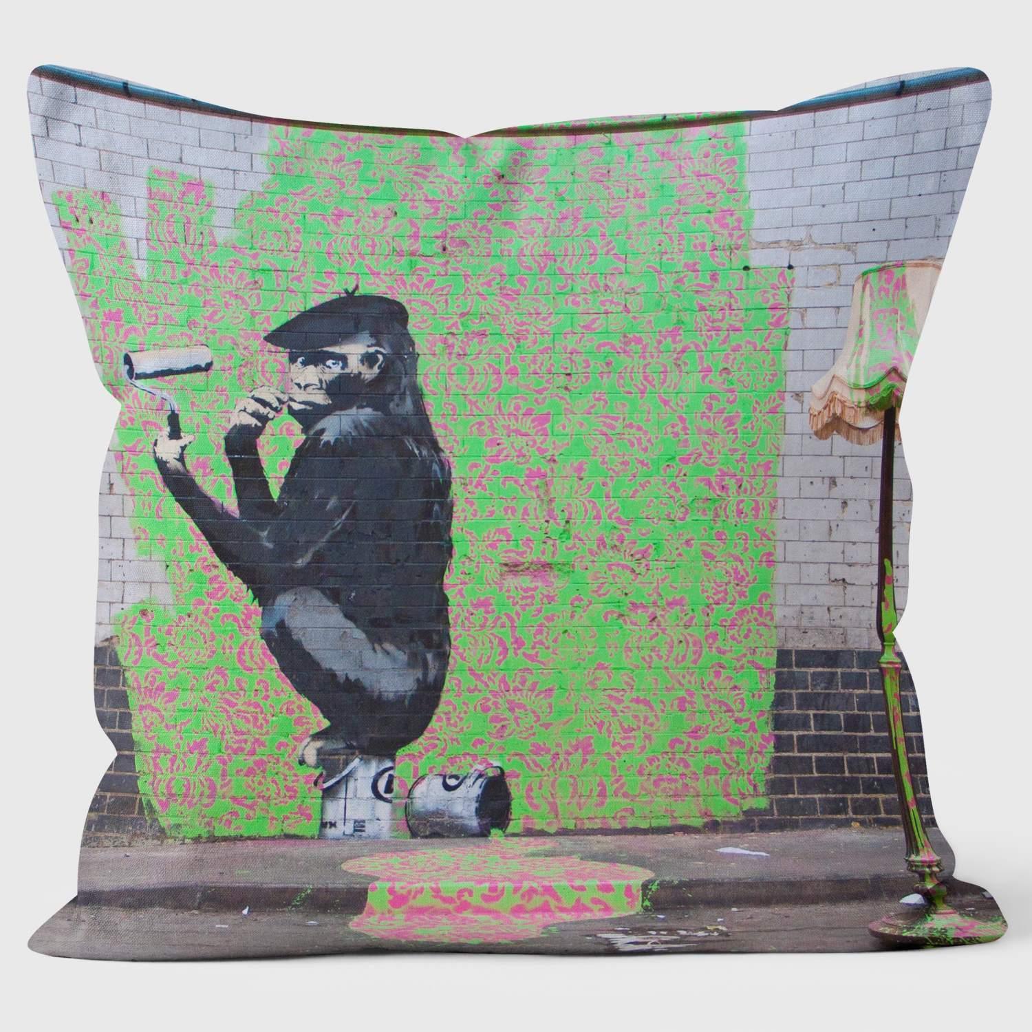 Painting Monkey - Banksy Inspired - Graffiti Art Cushion - Handmade Cushions UK - WeLoveCushions