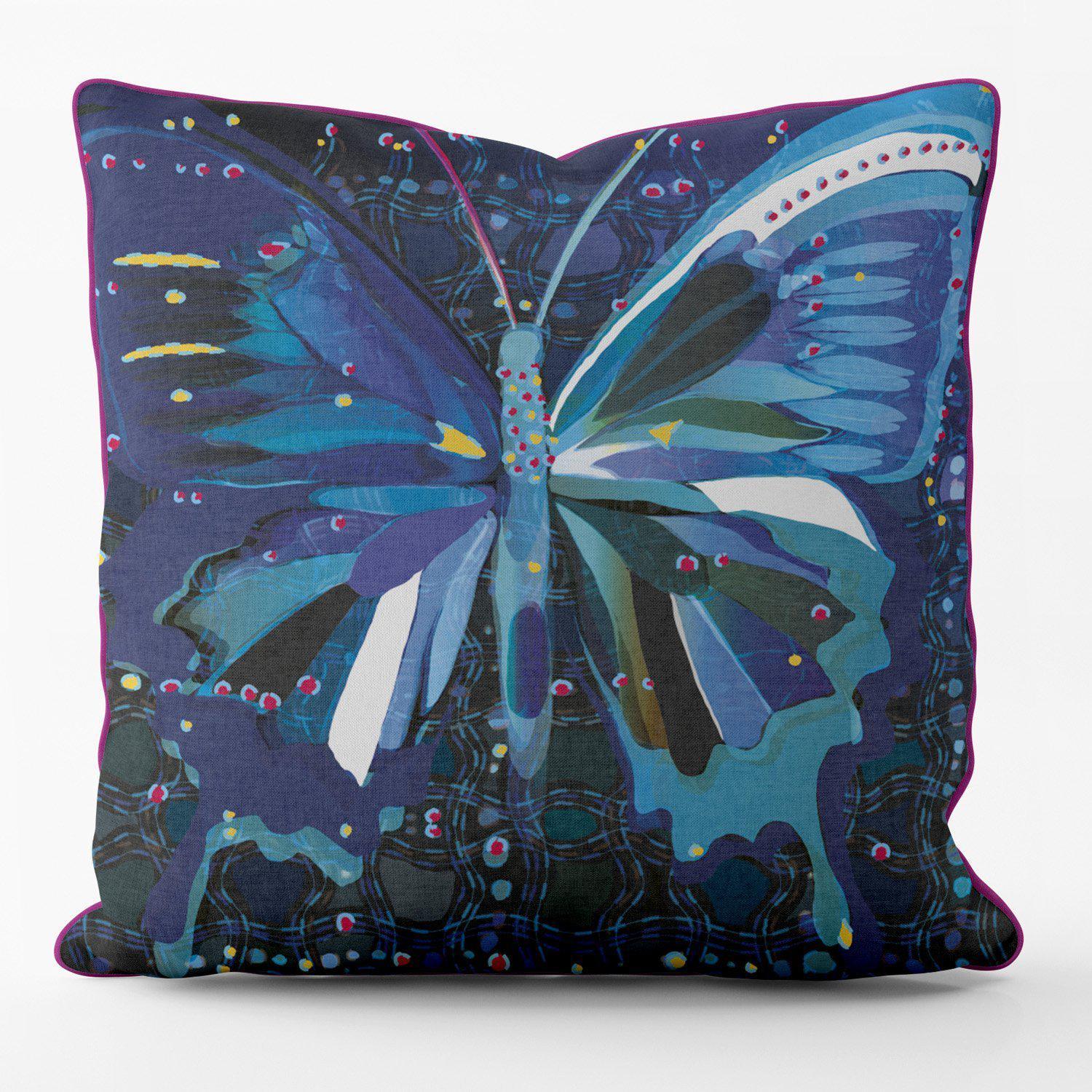 Patchwork Butterfly (Purple) - Funky Art Cushion - FOG - House Of Turnowsky Pillows - Handmade Cushions UK - WeLoveCushions