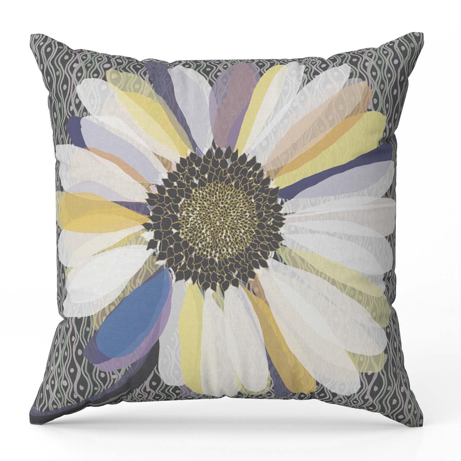Patchwork Daisy - Funky Art Cushion - FOG - House Of Turnowsky Pillows - Handmade Cushions UK - WeLoveCushions