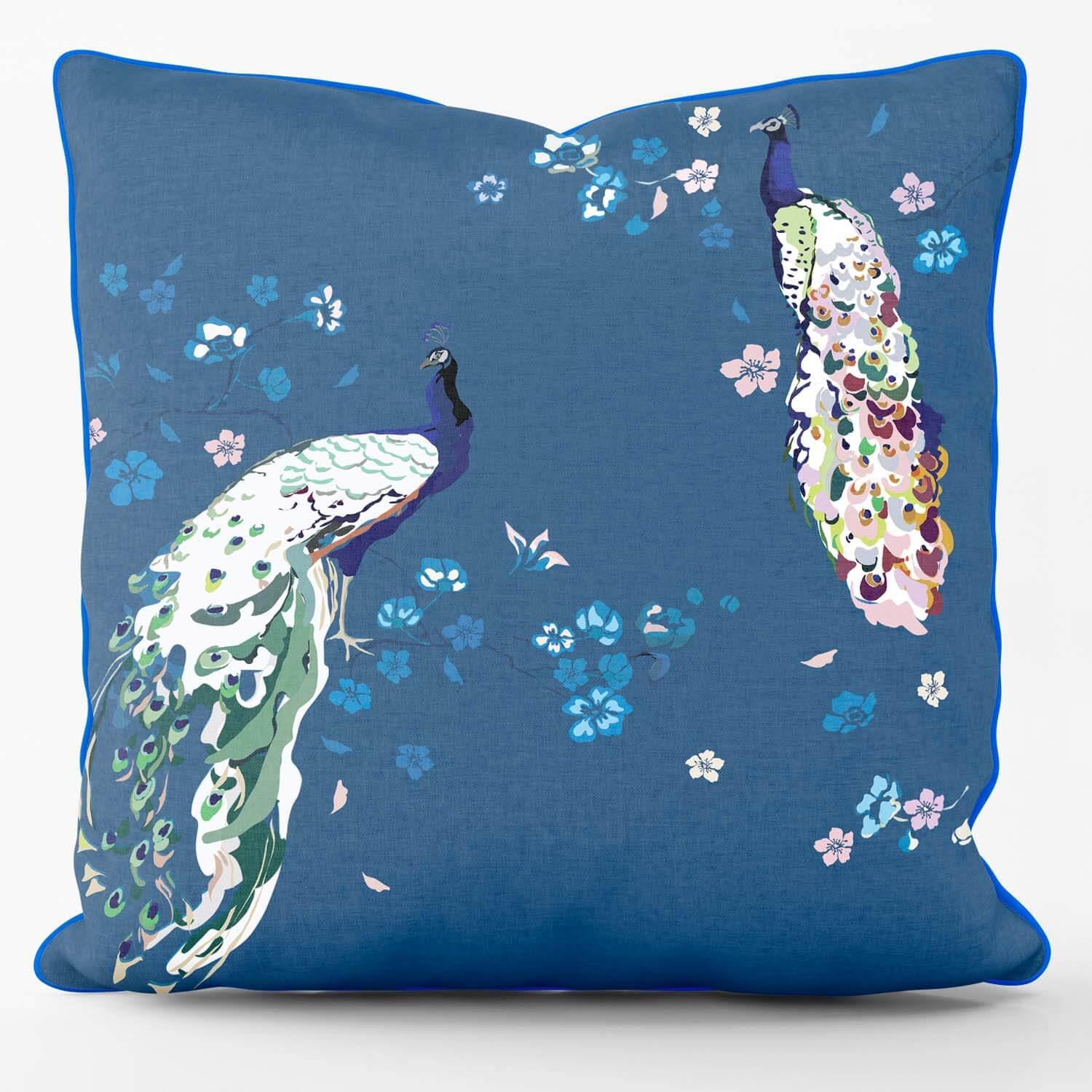 Peacock Blossom Blue - House Of Turnowsky Cushion - Handmade Cushions UK - WeLoveCushions